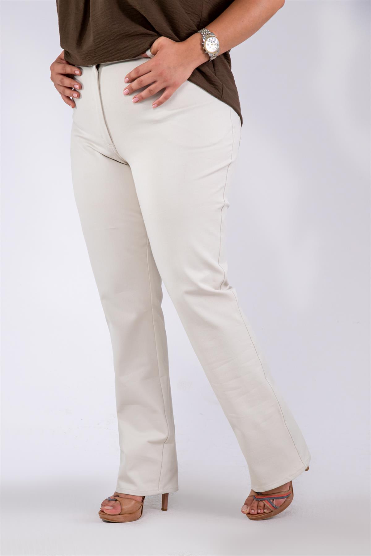 Büyük Beden 210076 Likralı Pantolon  Bej