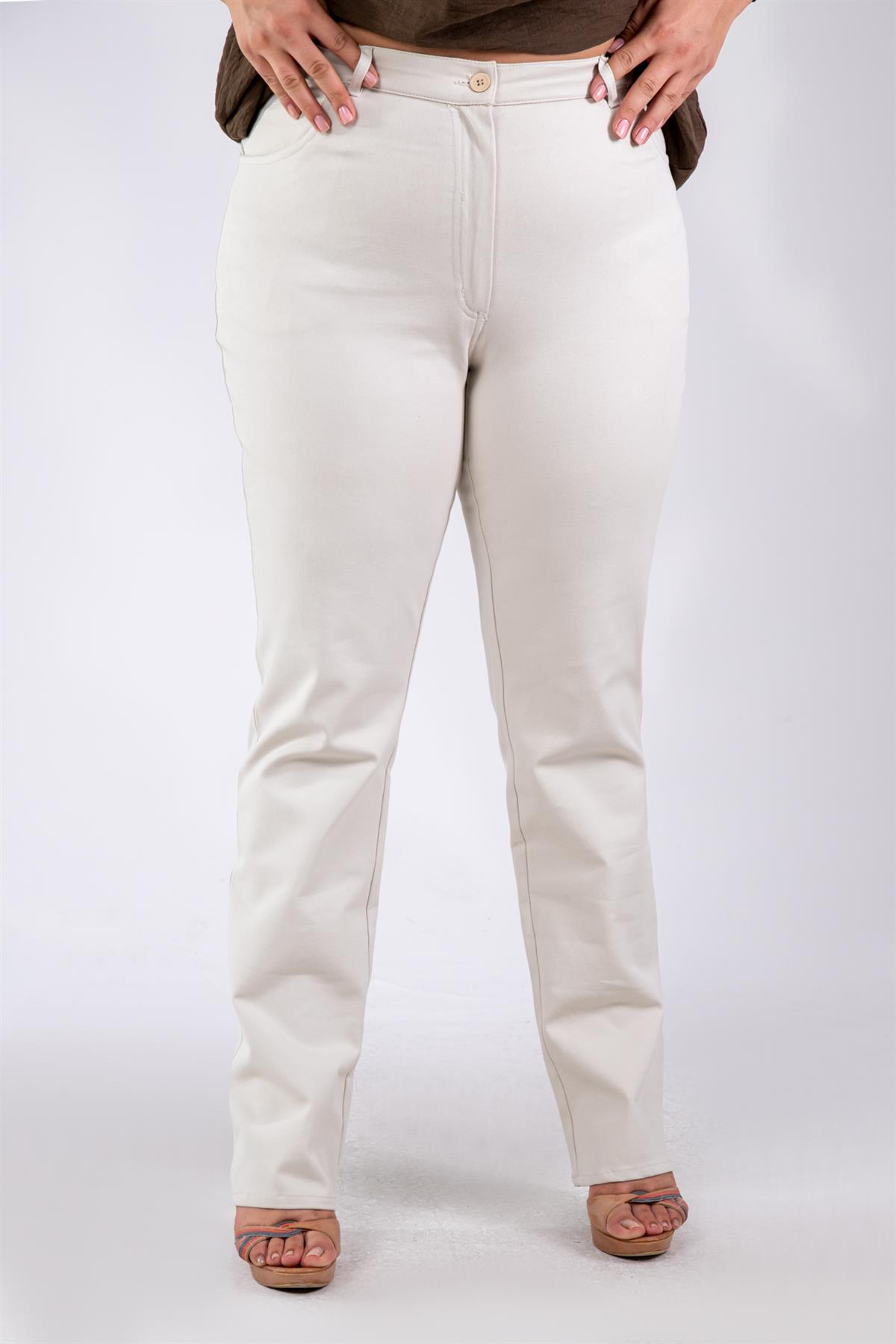 Büyük Beden 210076 Likralı Pantolon  Bej