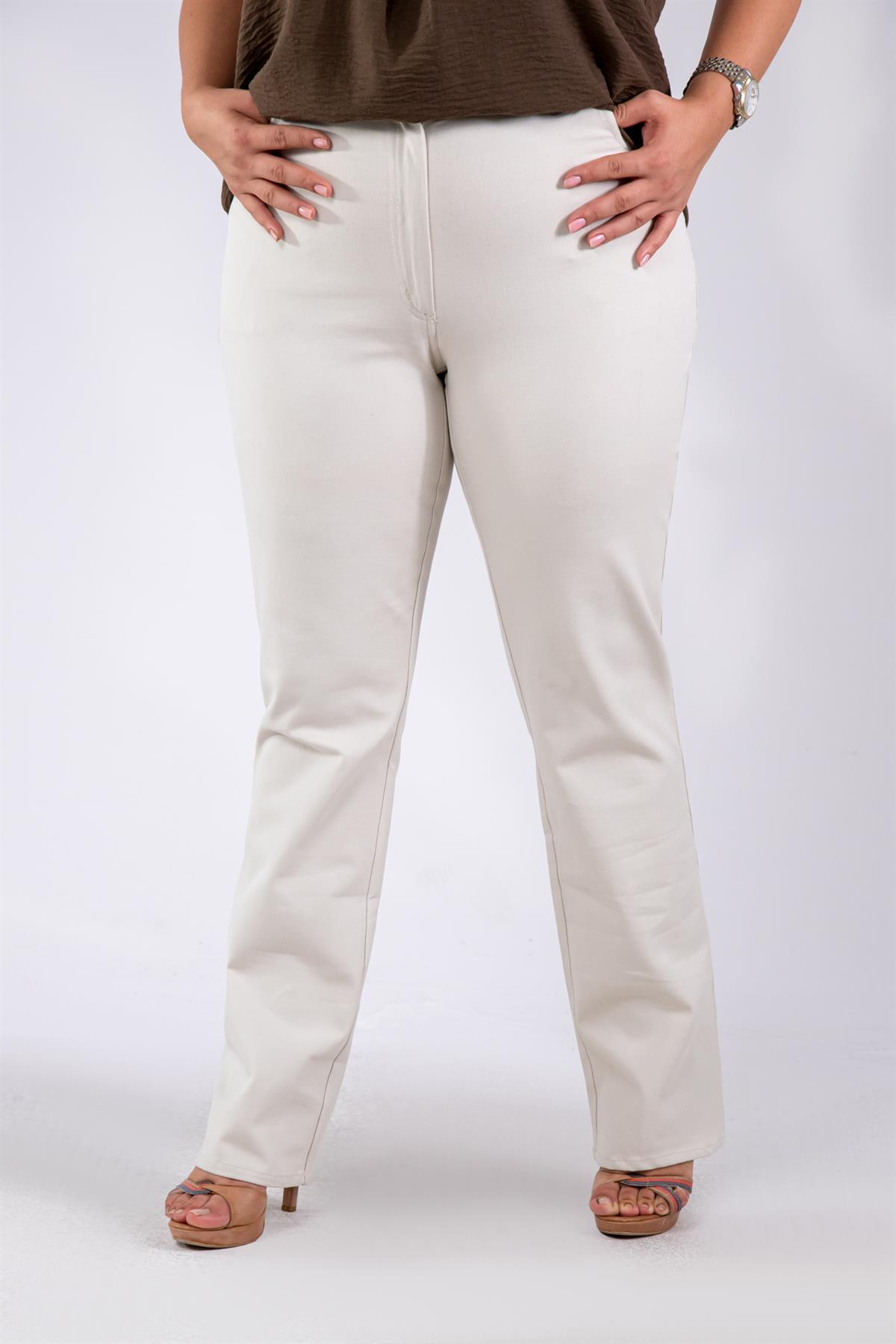 Büyük Beden 210076 Likralı Pantolon  Bej