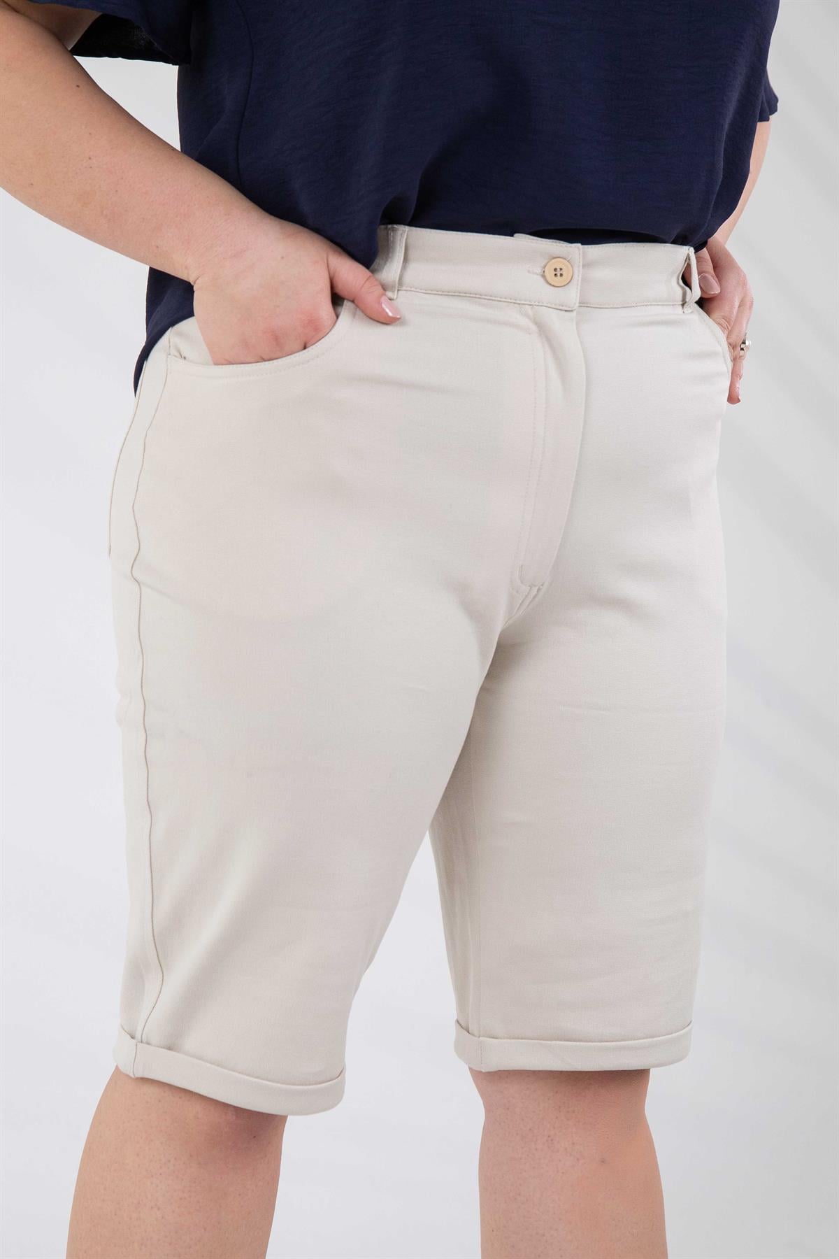 Büyük Beden 2100760 Şort  Bej