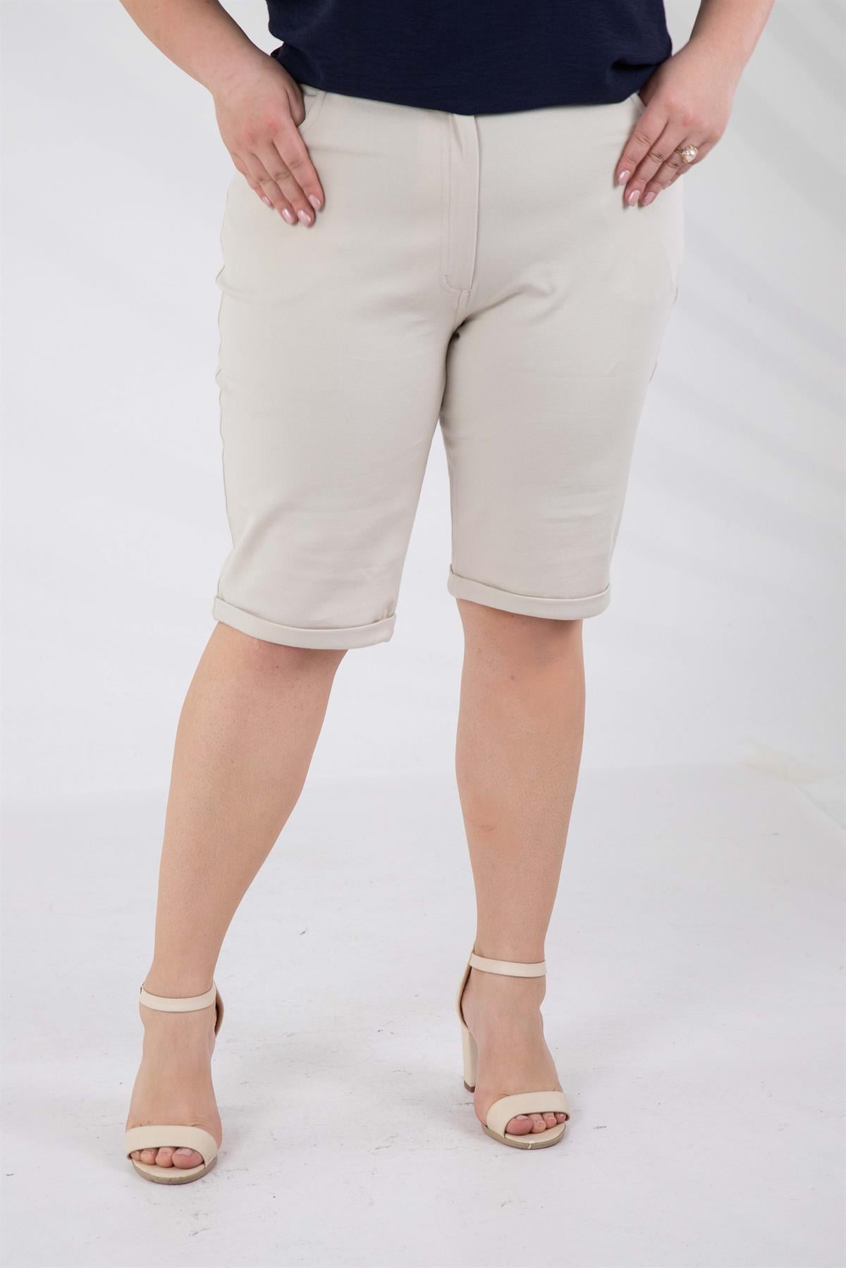 Büyük Beden 2100760 Şort  Bej