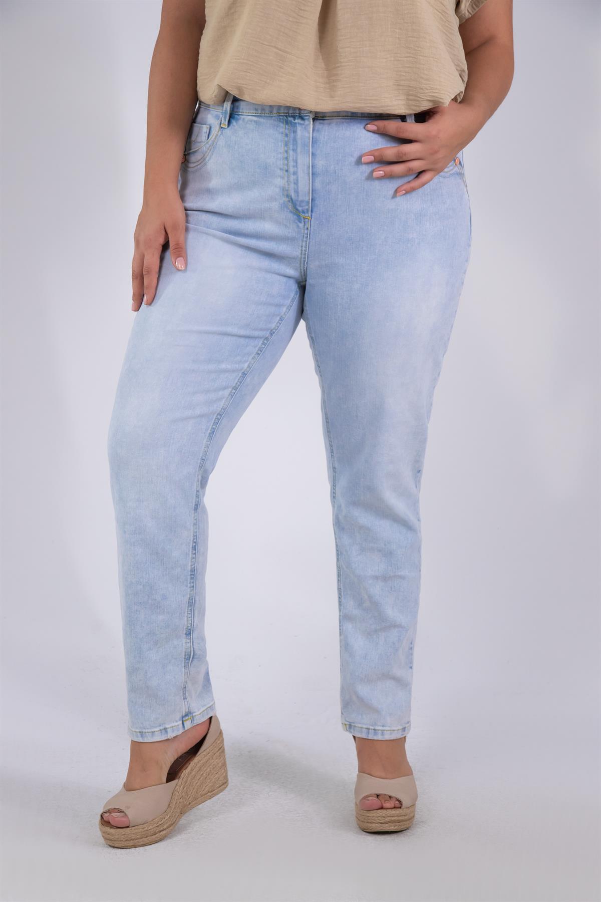 Büyük Beden 210077 Denim Pantolon  Buz Mavi