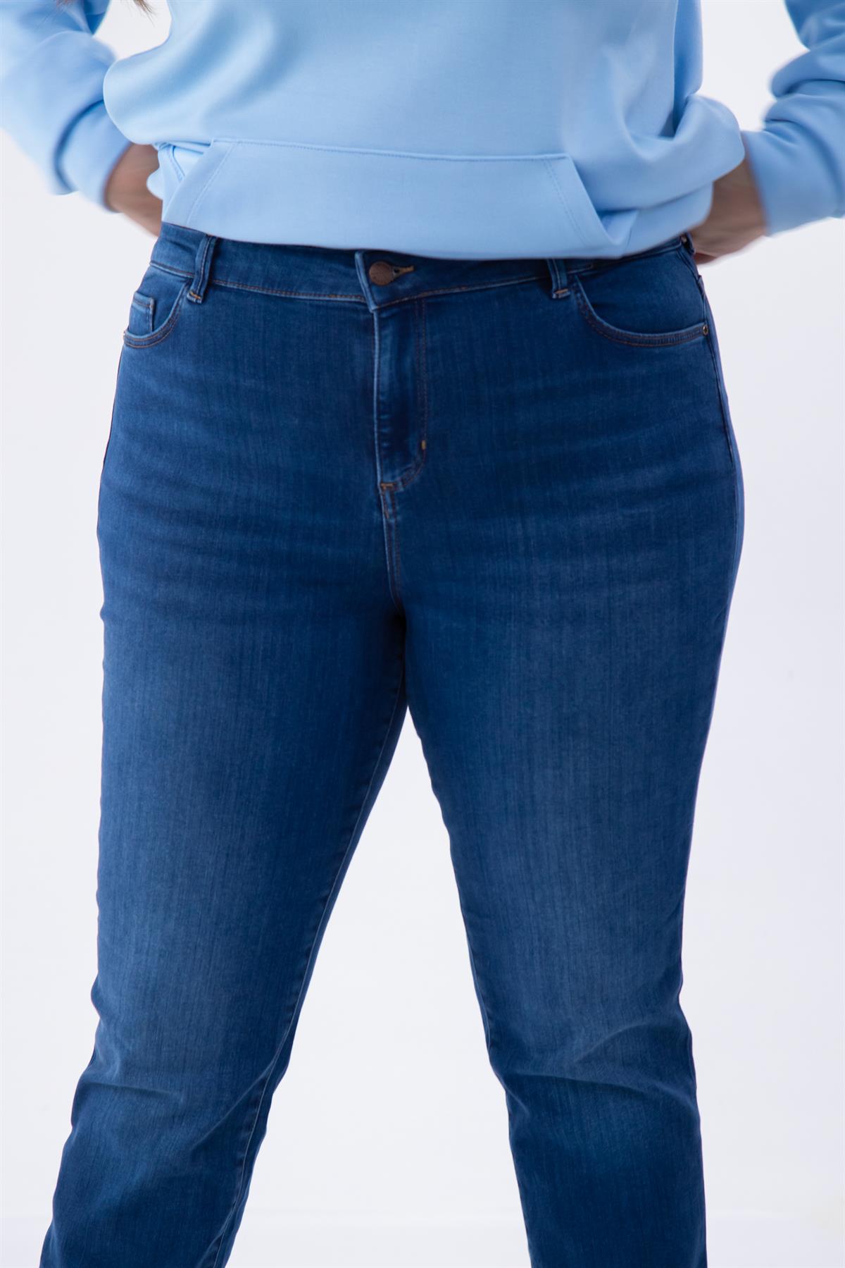 Büyük Beden 210082 Slim Denim Pantolon  Blue