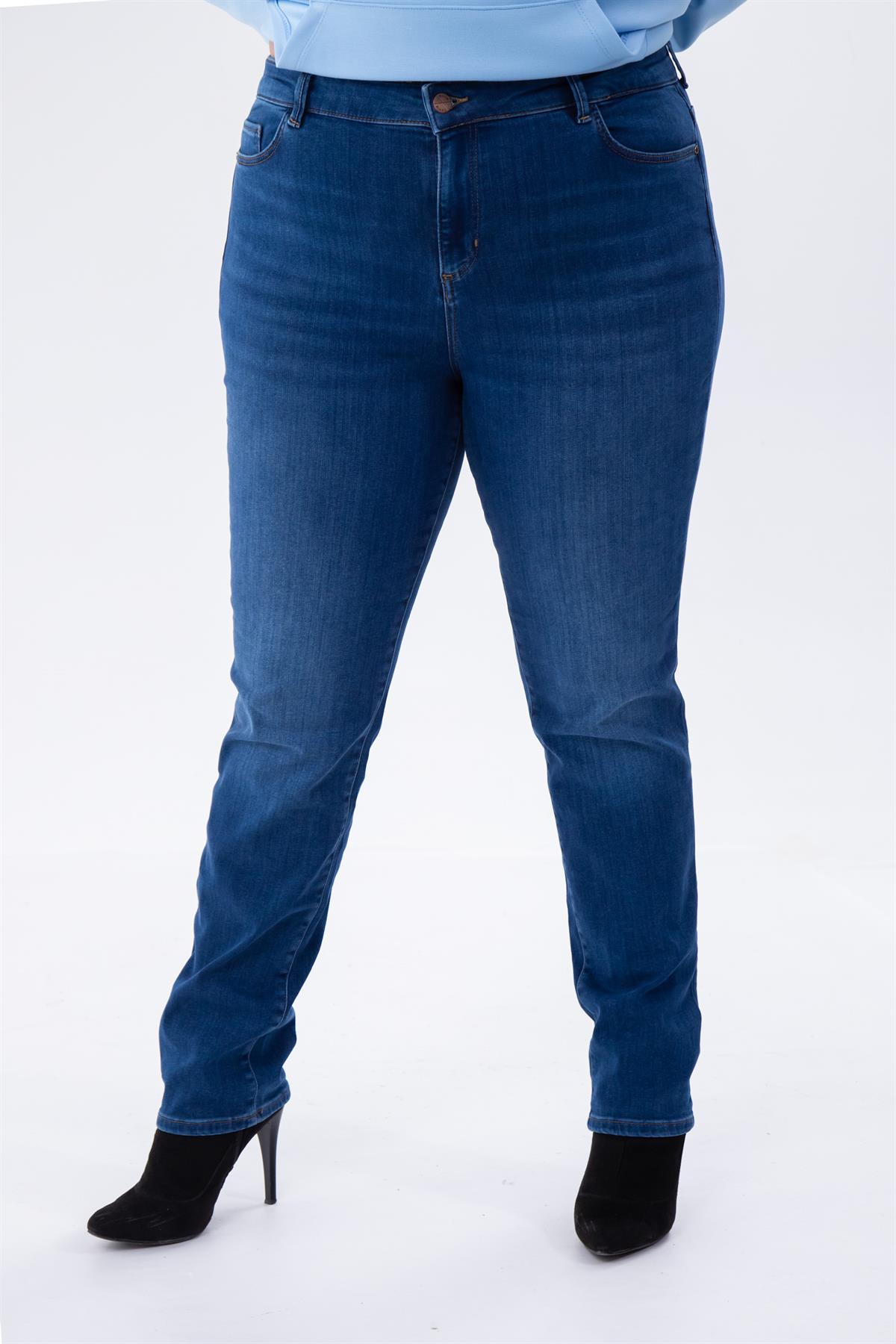 Büyük Beden 210082 Slim Denim Pantolon  Blue