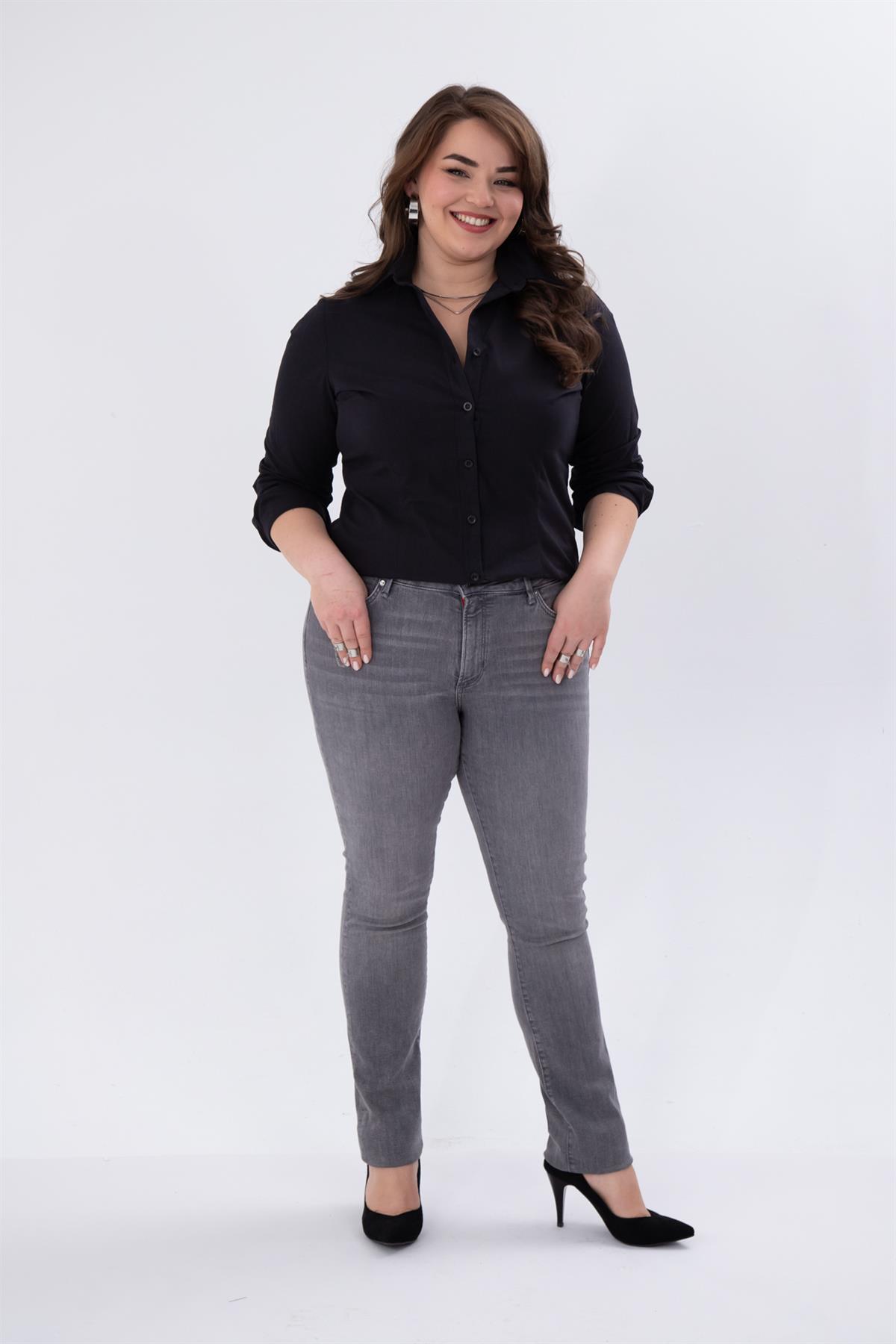 Büyük Beden 210100 Denim Apntolon  Gri