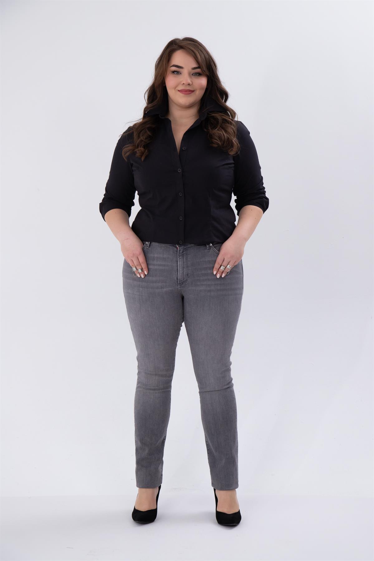 Büyük Beden 210100 Denim Apntolon  Gri