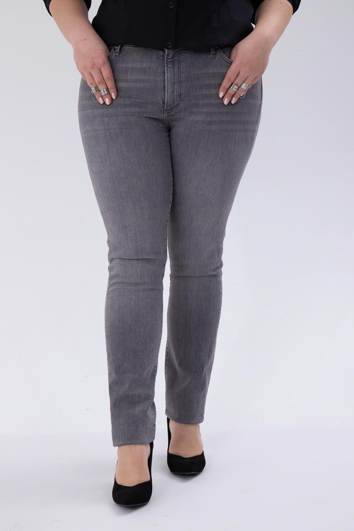 Büyük Beden 210100 Denim Apntolon  Gri