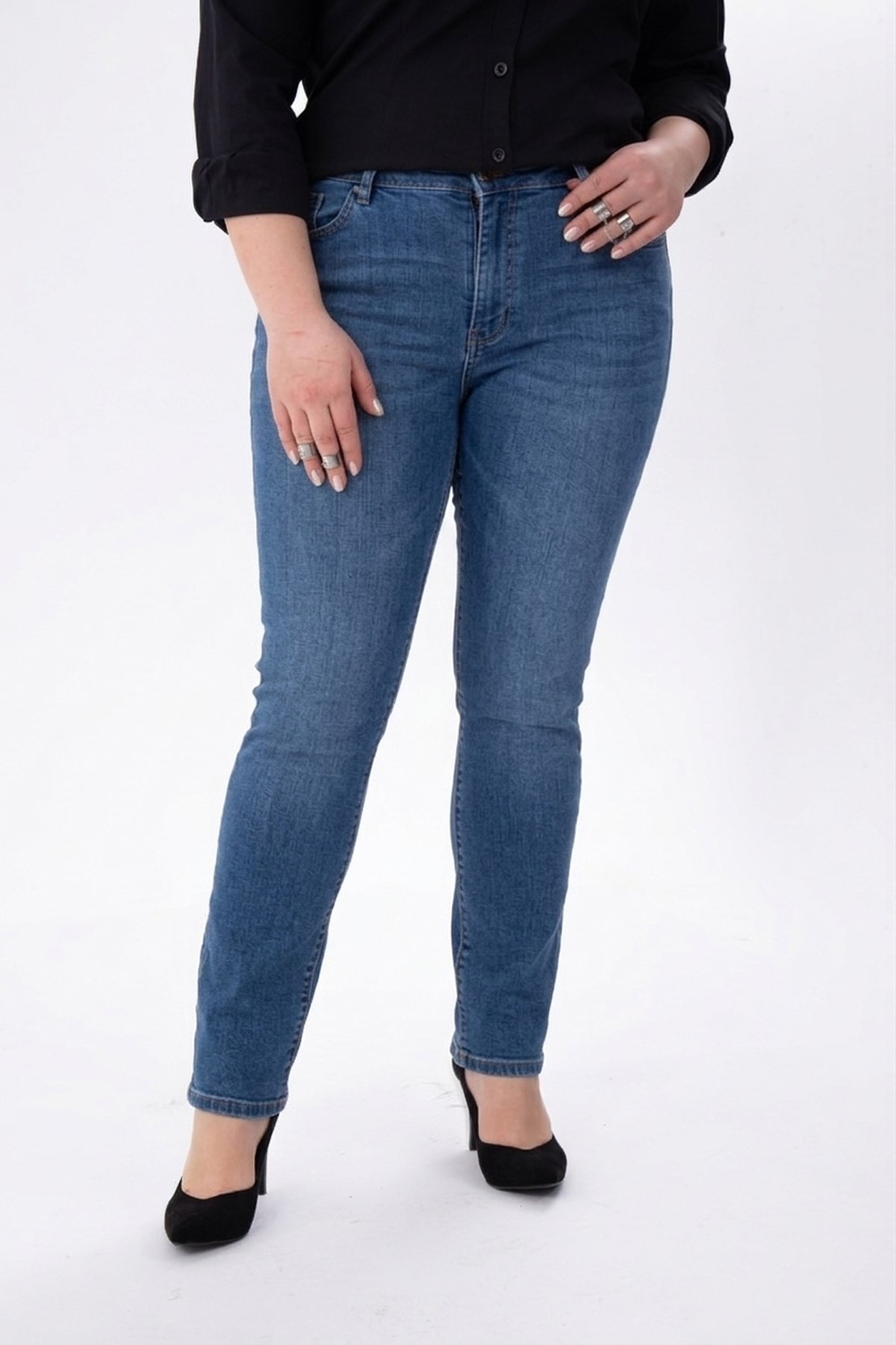 Büyük Beden 210100 Denim Pantolon  Mavi