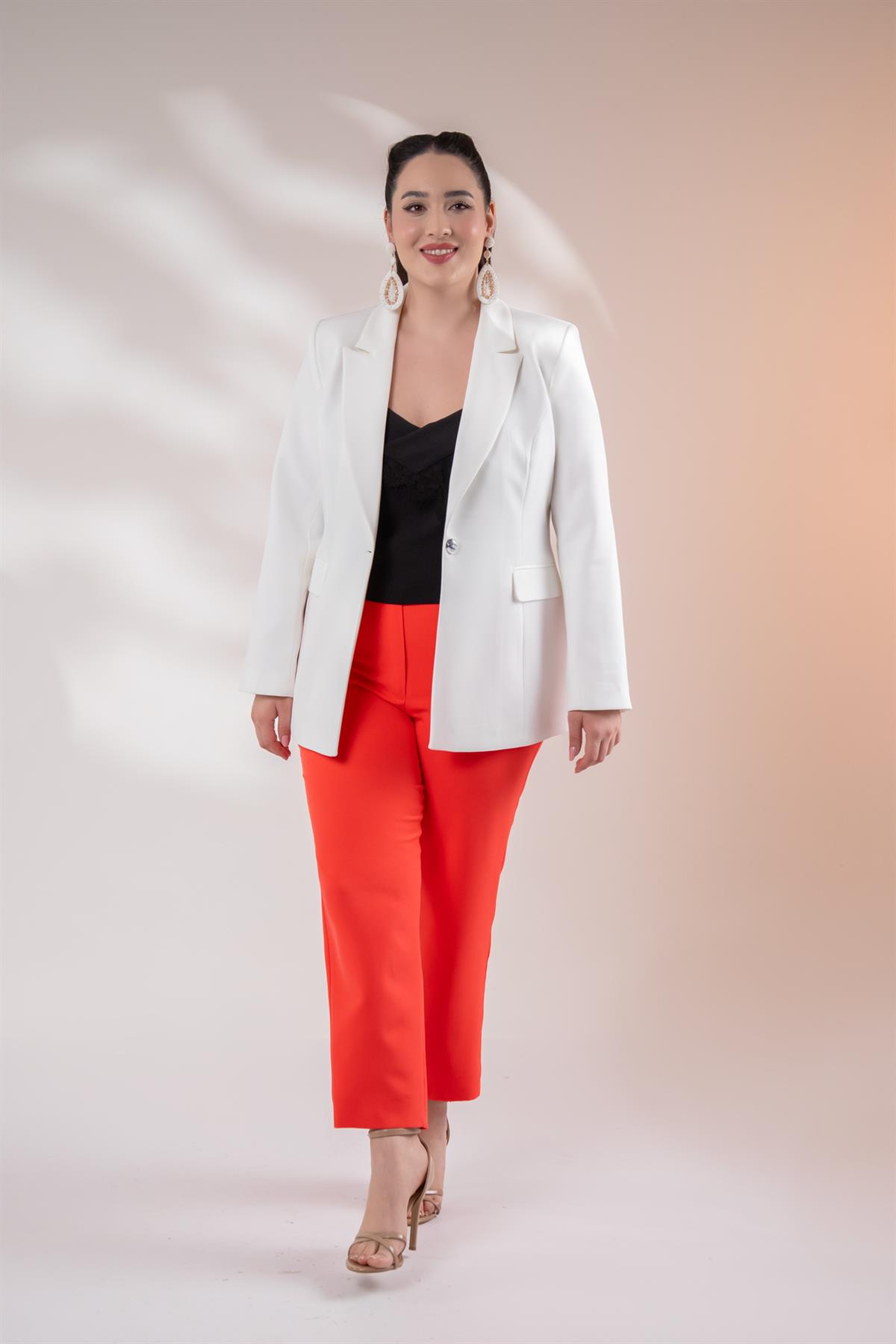 Büyük Beden 2234736 Blazer Ceket  Beyaz