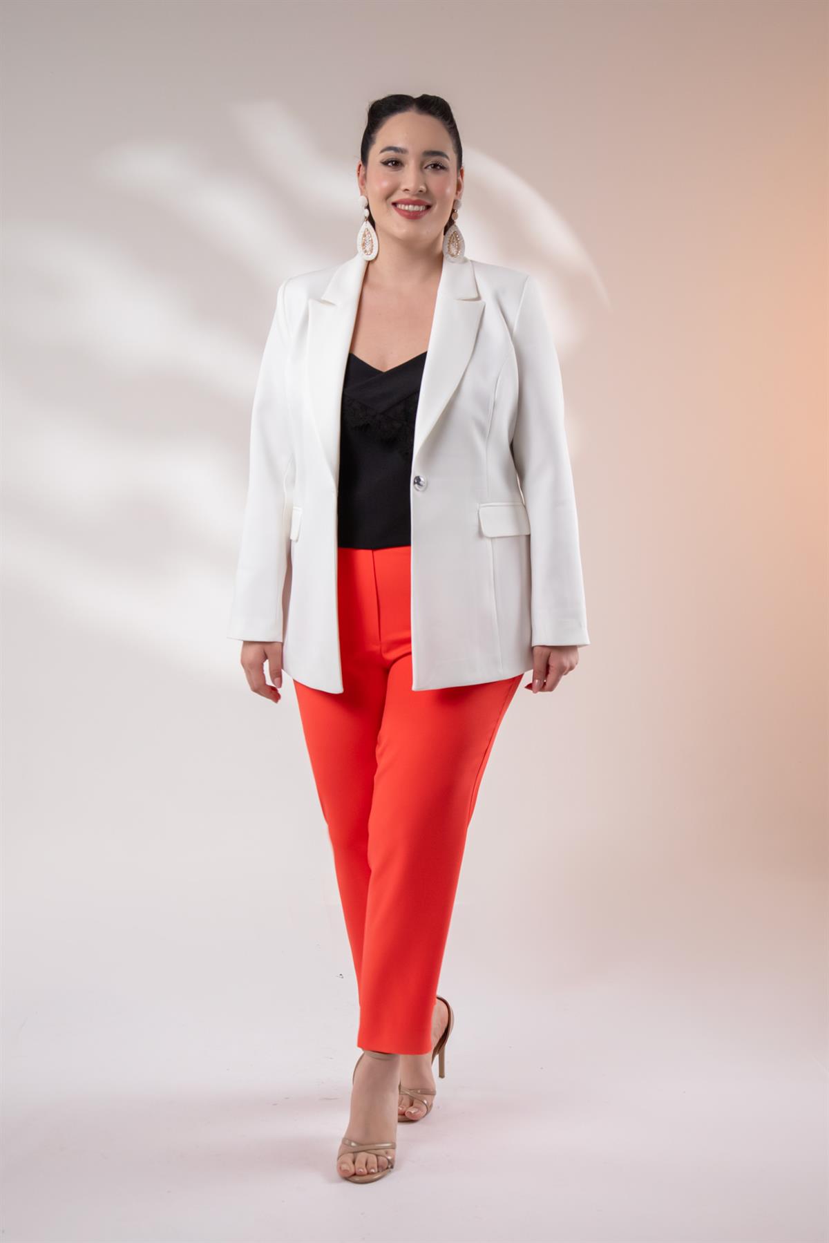 Büyük Beden 2234736 Blazer Ceket  Beyaz