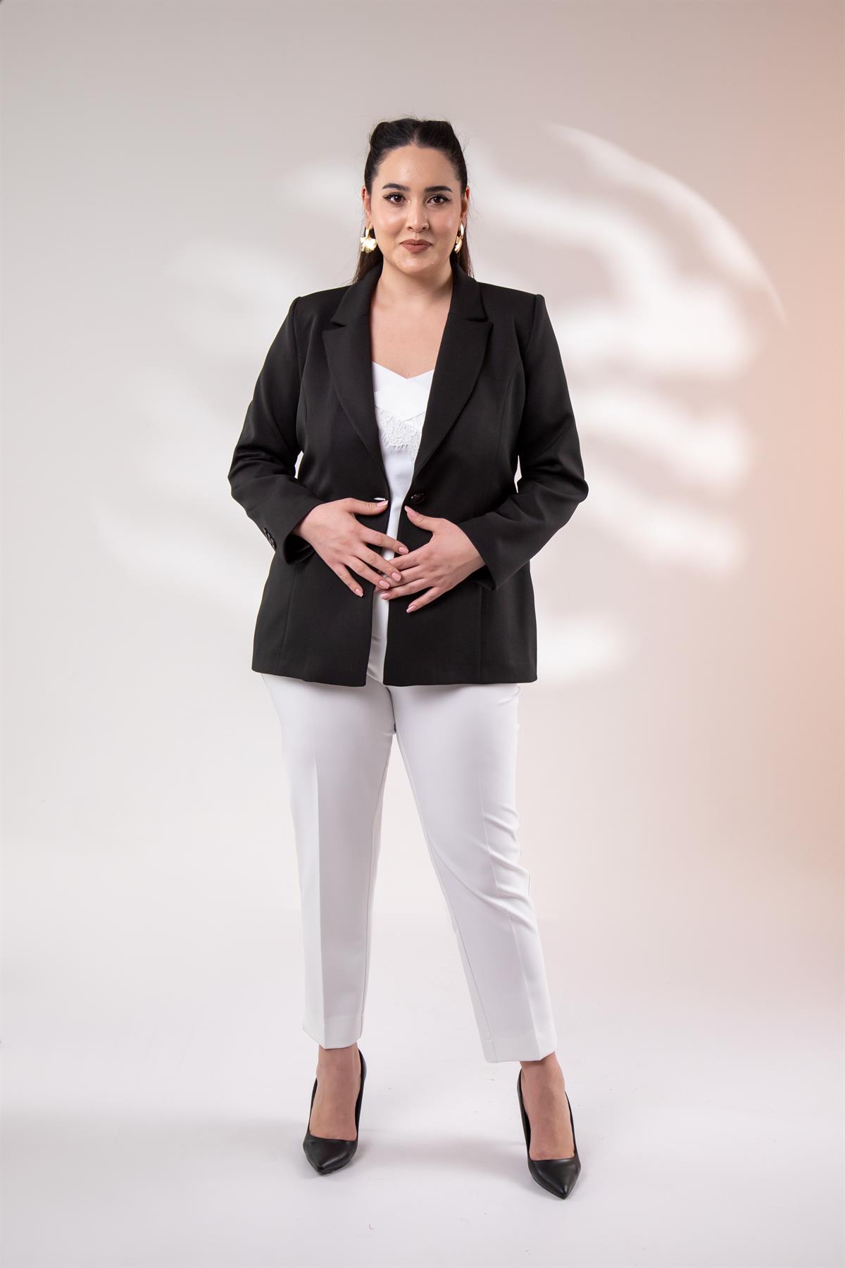 Büyük Beden 2234736 Blazer Ceket  Siyah