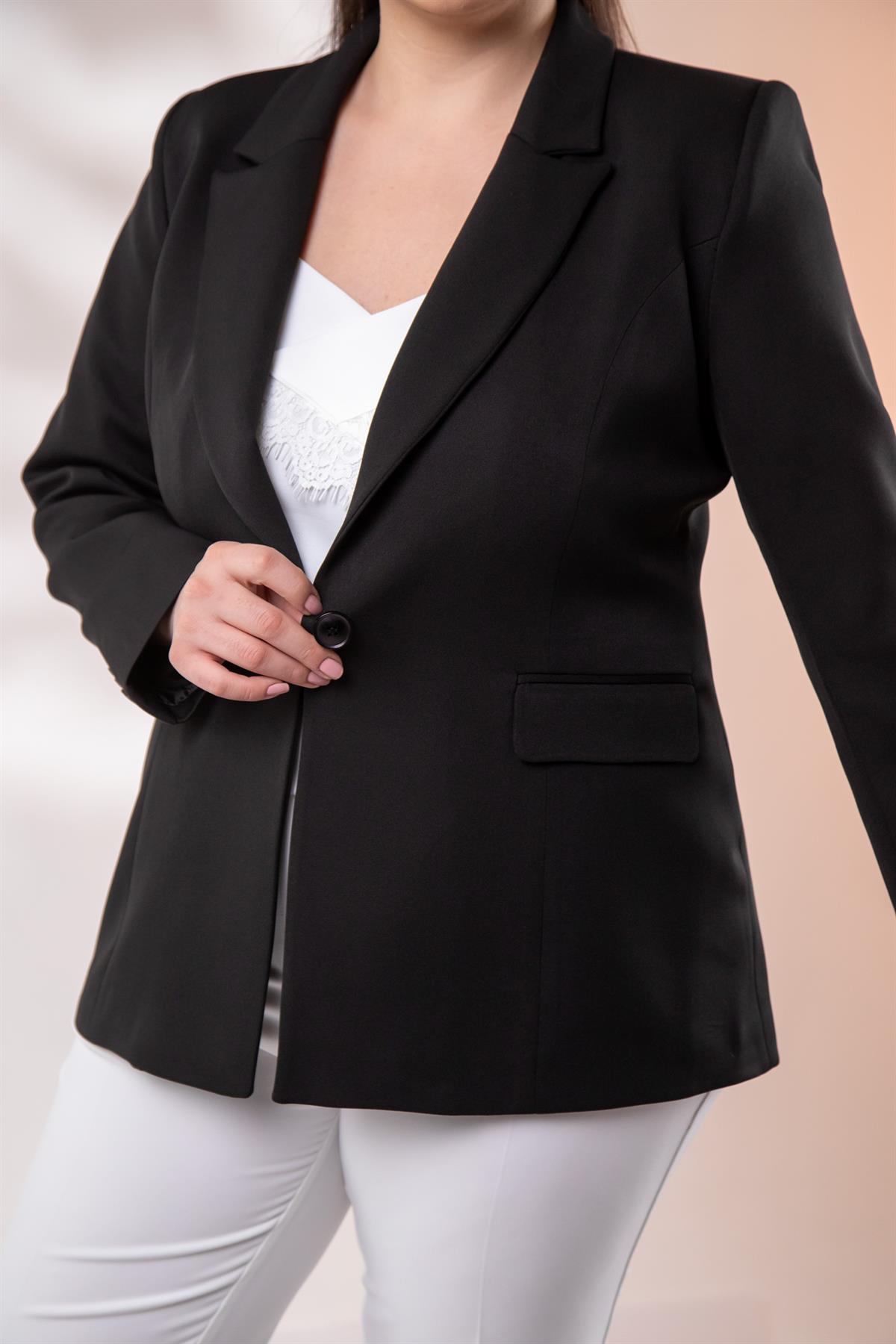 Büyük Beden 2234736 Blazer Ceket  Siyah