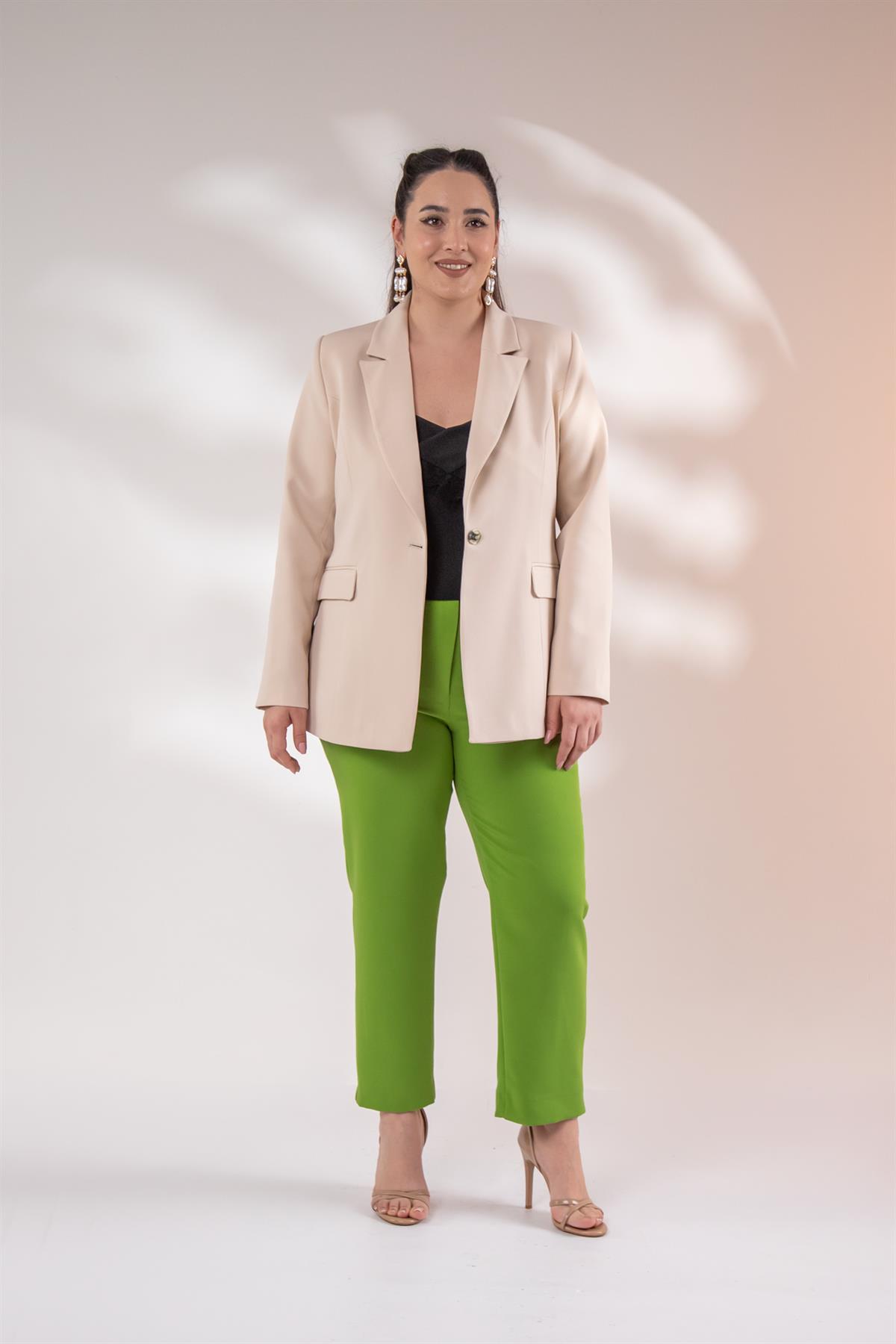 Büyük Beden 2234736 Blazer Ceket  Taş