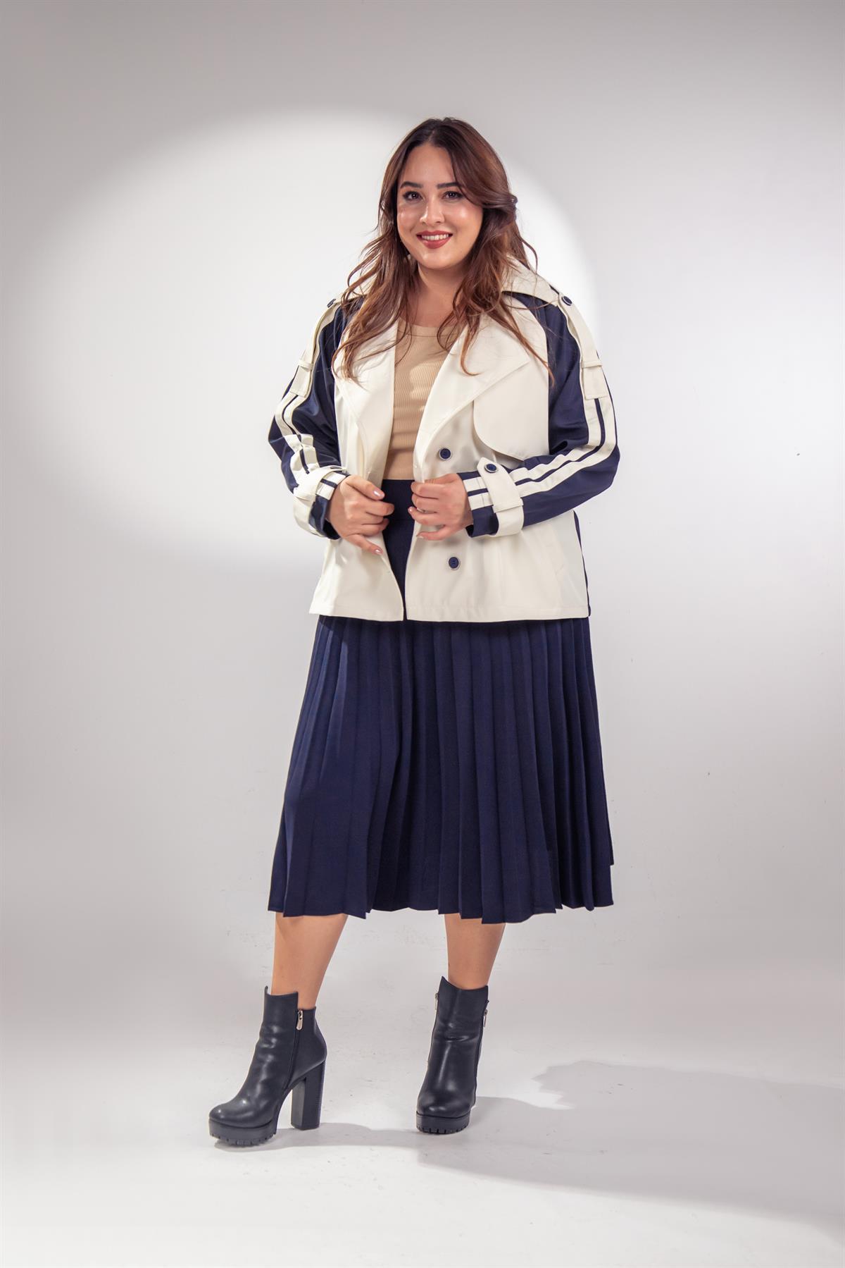 Büyük Beden 2237000 Pliseli Etek Lacivert