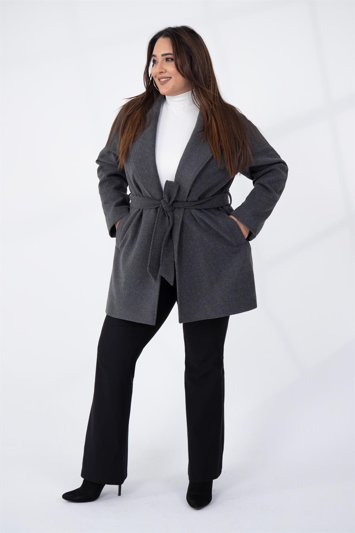 Büyük Beden 2327111 Reglan Kol Kaban  Antrasit