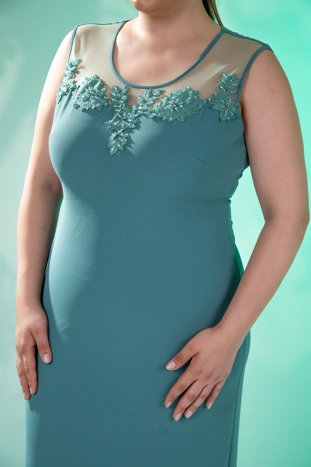 Büyük Beden 2420761 İkili Abiye Takım  Yeşil