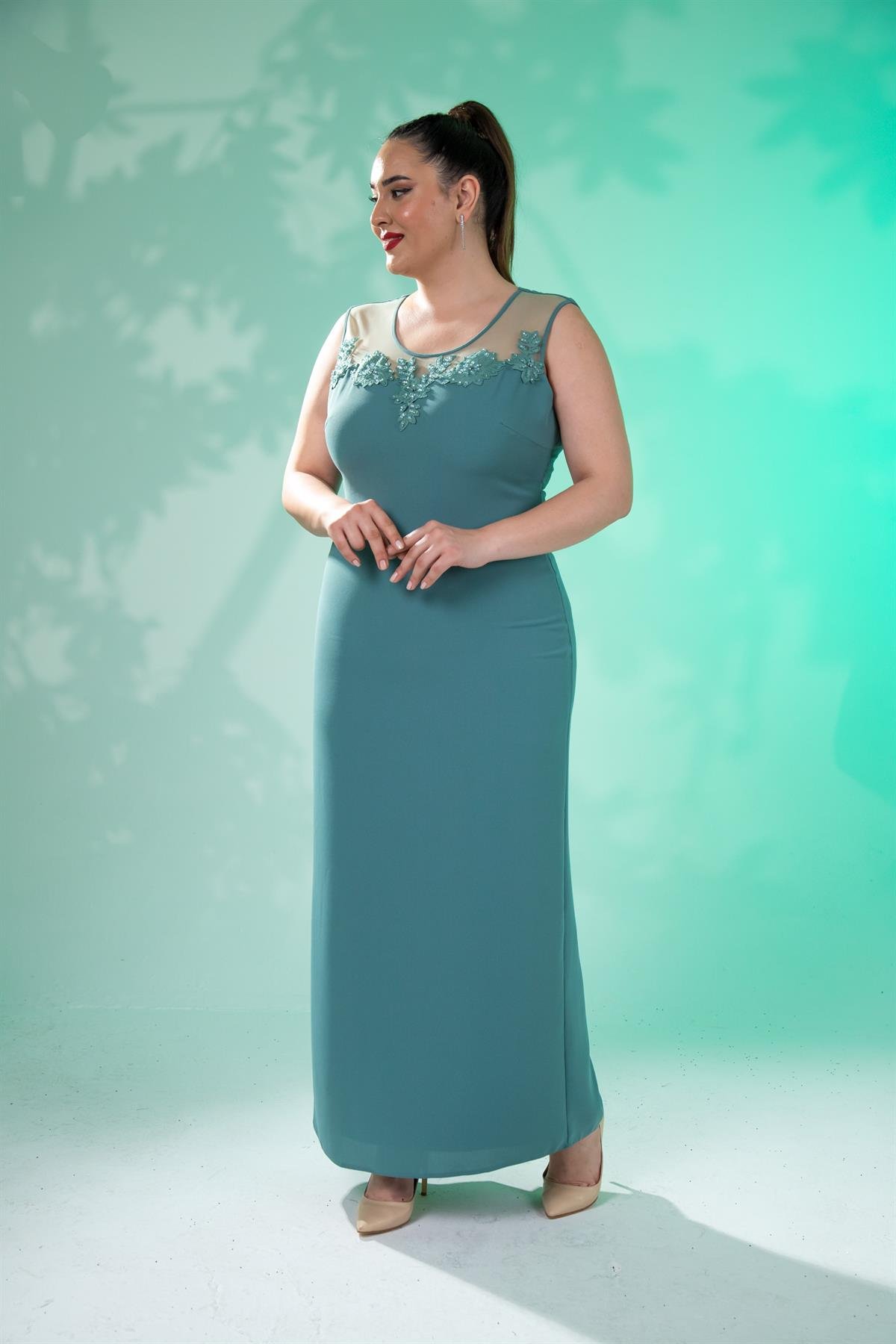 Büyük Beden 2420761 İkili Abiye Takım  Yeşil