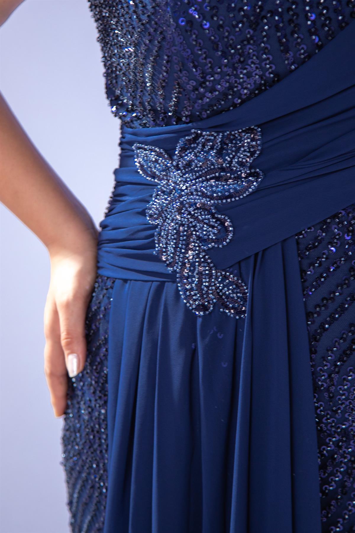 Büyük Beden 24220471 Uzun Abiye   Lacivert