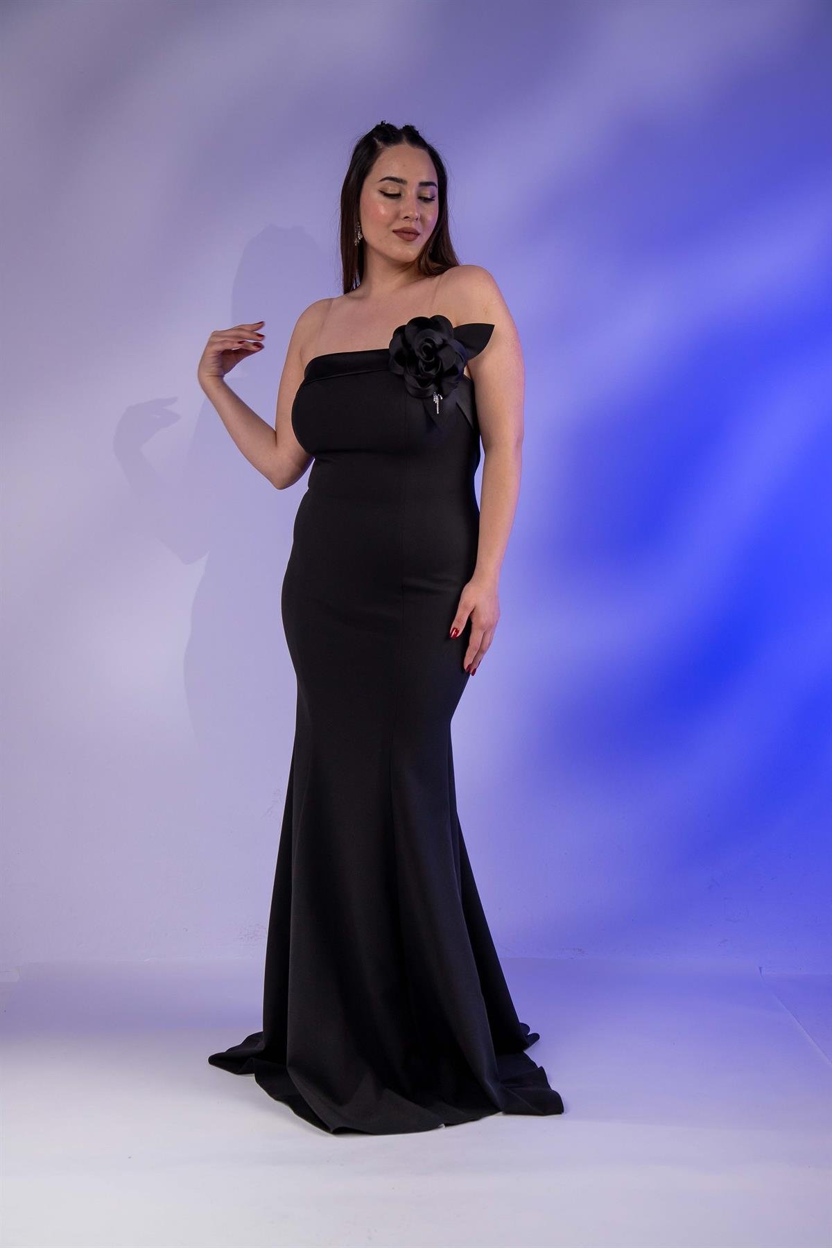 Büyük Beden 2424732 Çiçek Detaylı Biye  Siyah