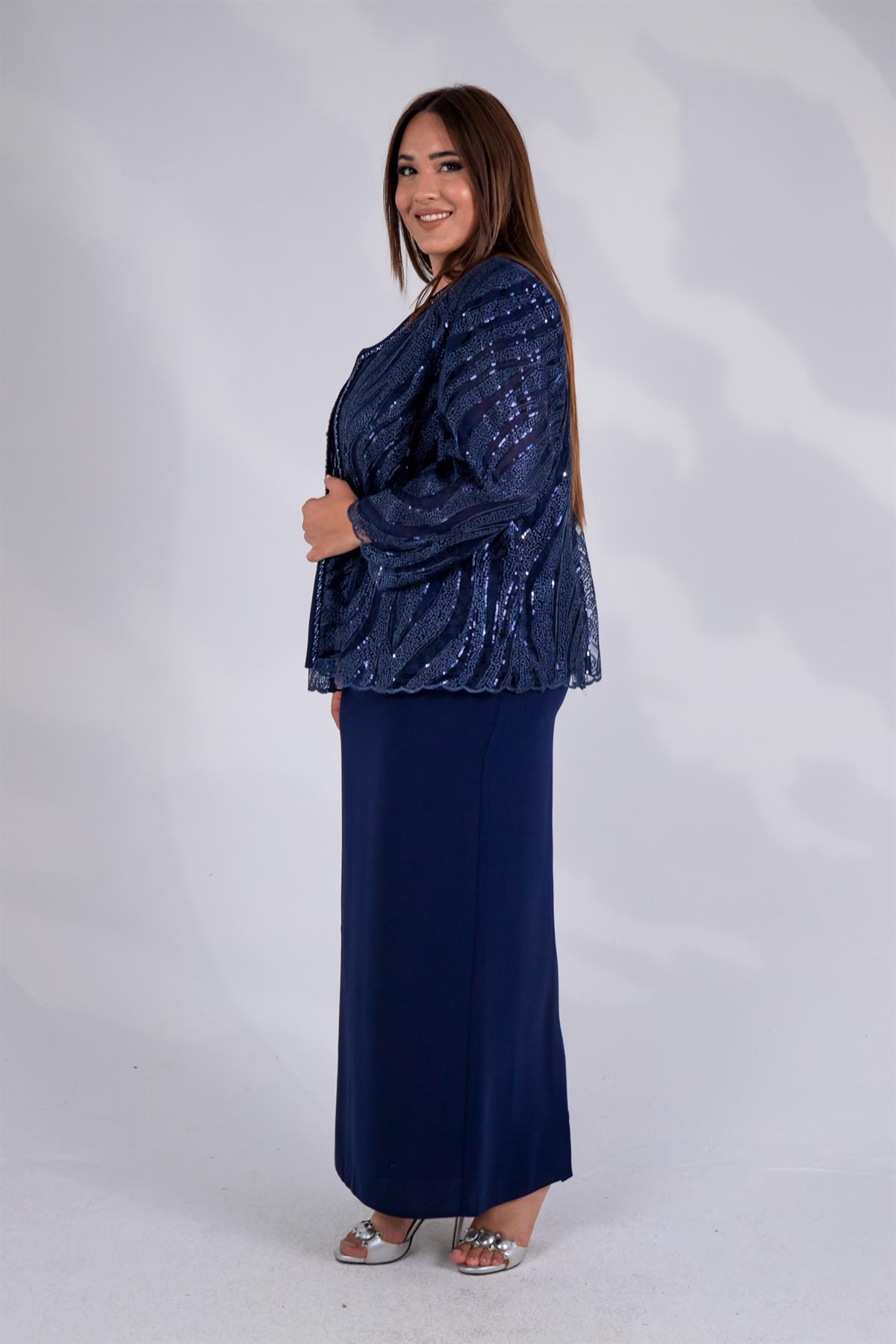 Büyük Beden 2427031 İkili Abiye Takım  Lacivert