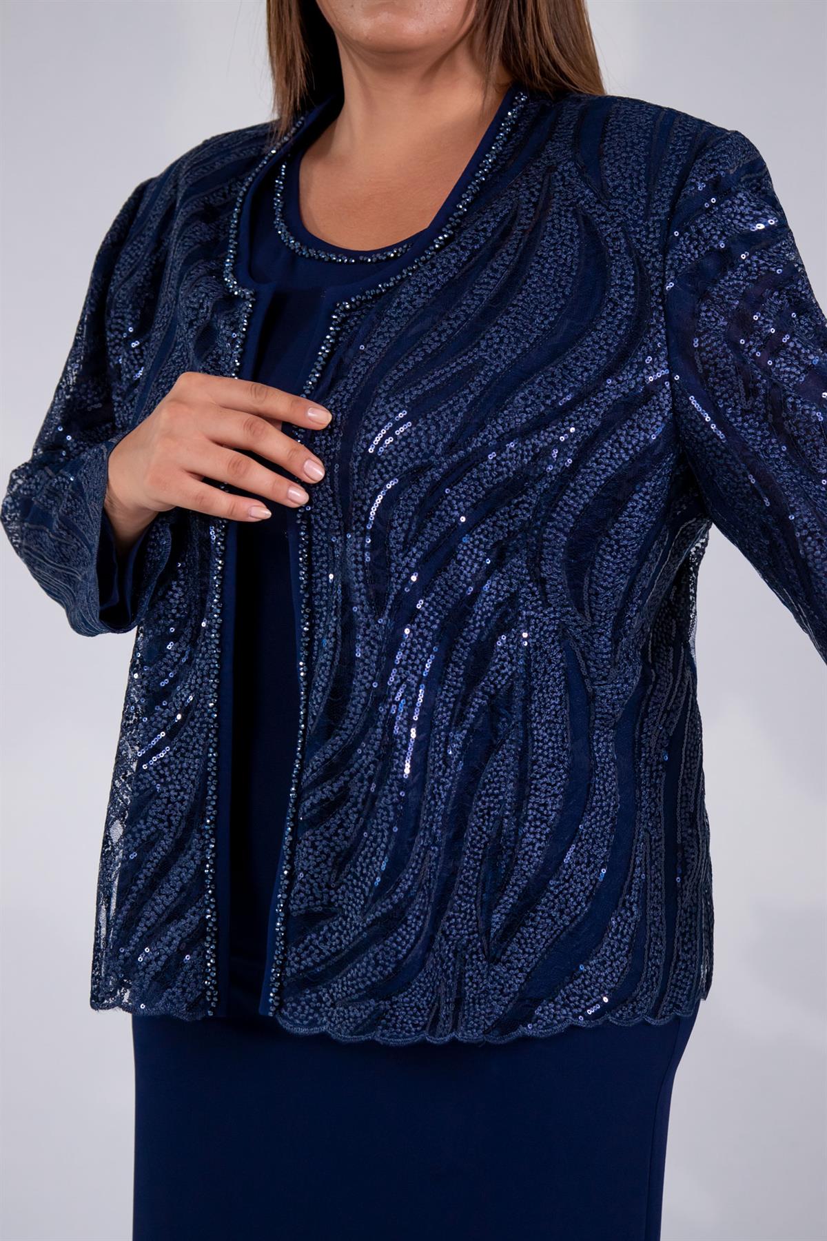 Büyük Beden 2427031 İkili Abiye Takım  Lacivert