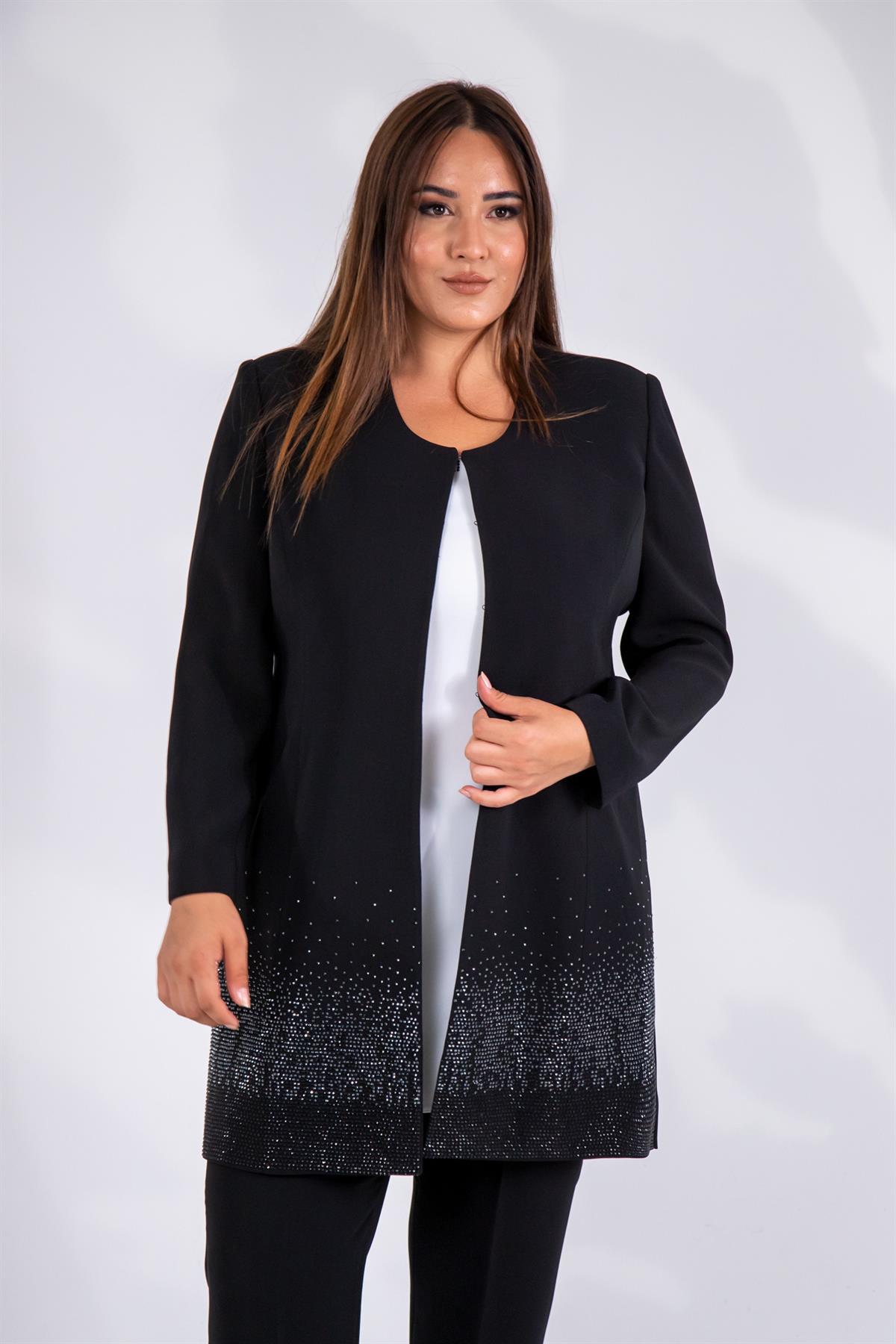 Büyük Beden 242739 Üçlü Abiye Takım  Siyah