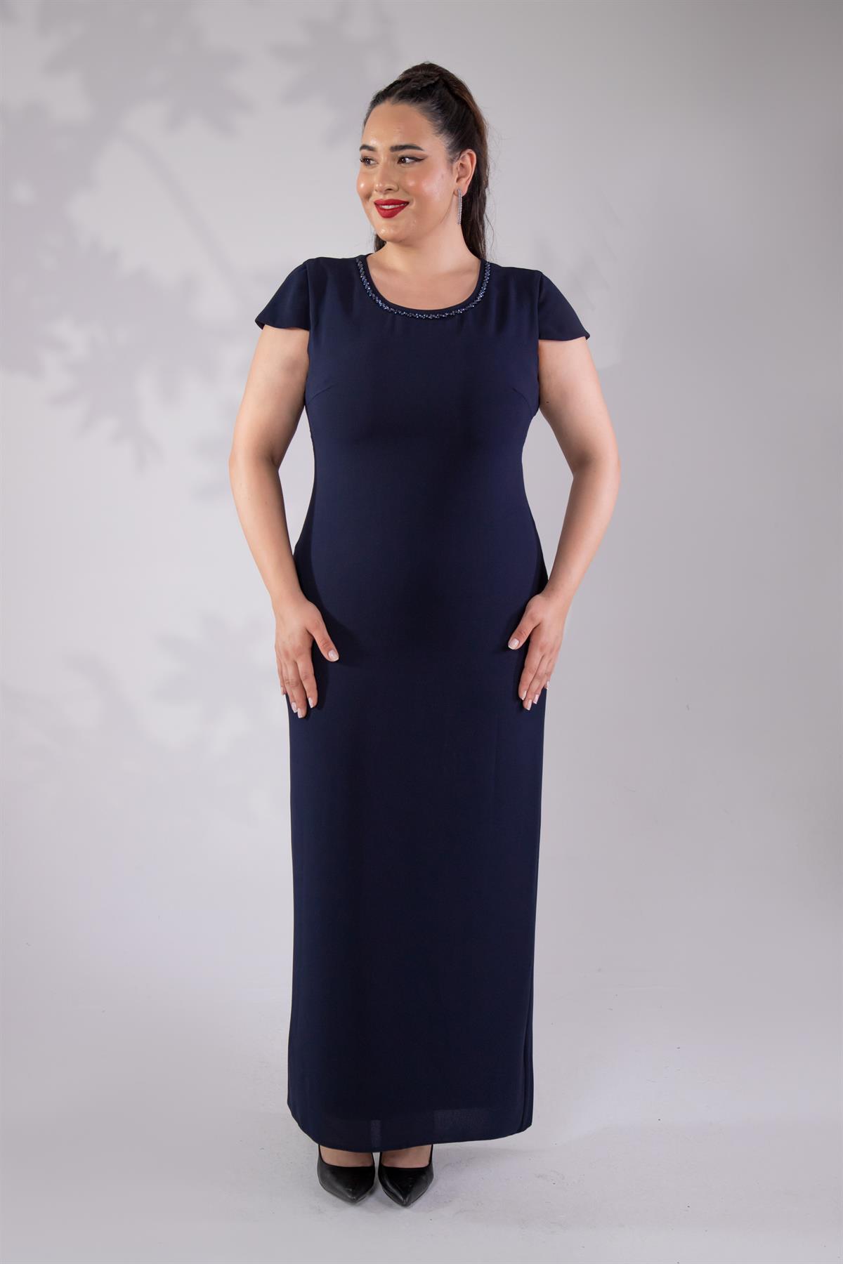 Büyük Beden 242757 İkili Abiye Elbise Takım  Lacivert