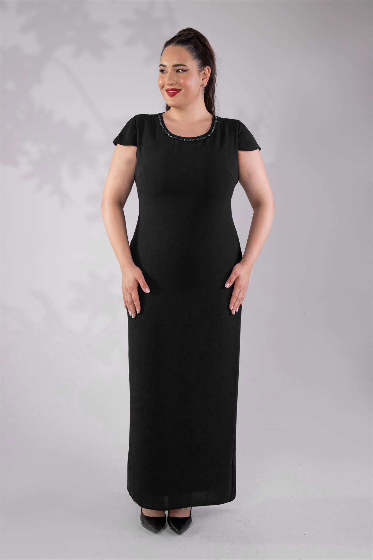 Büyük Beden 242757 İkili Abiye Elbise Takım  Siyah