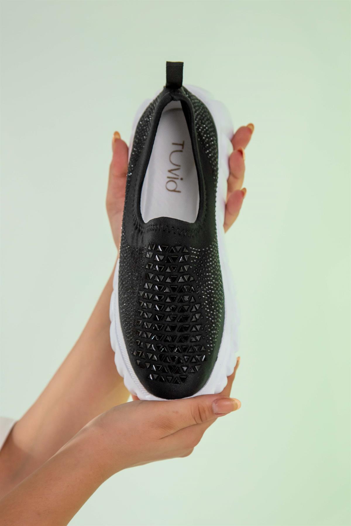 Büyük Beden 24Y-202 Taşlı Yazlık Ayakkabı  Siyah