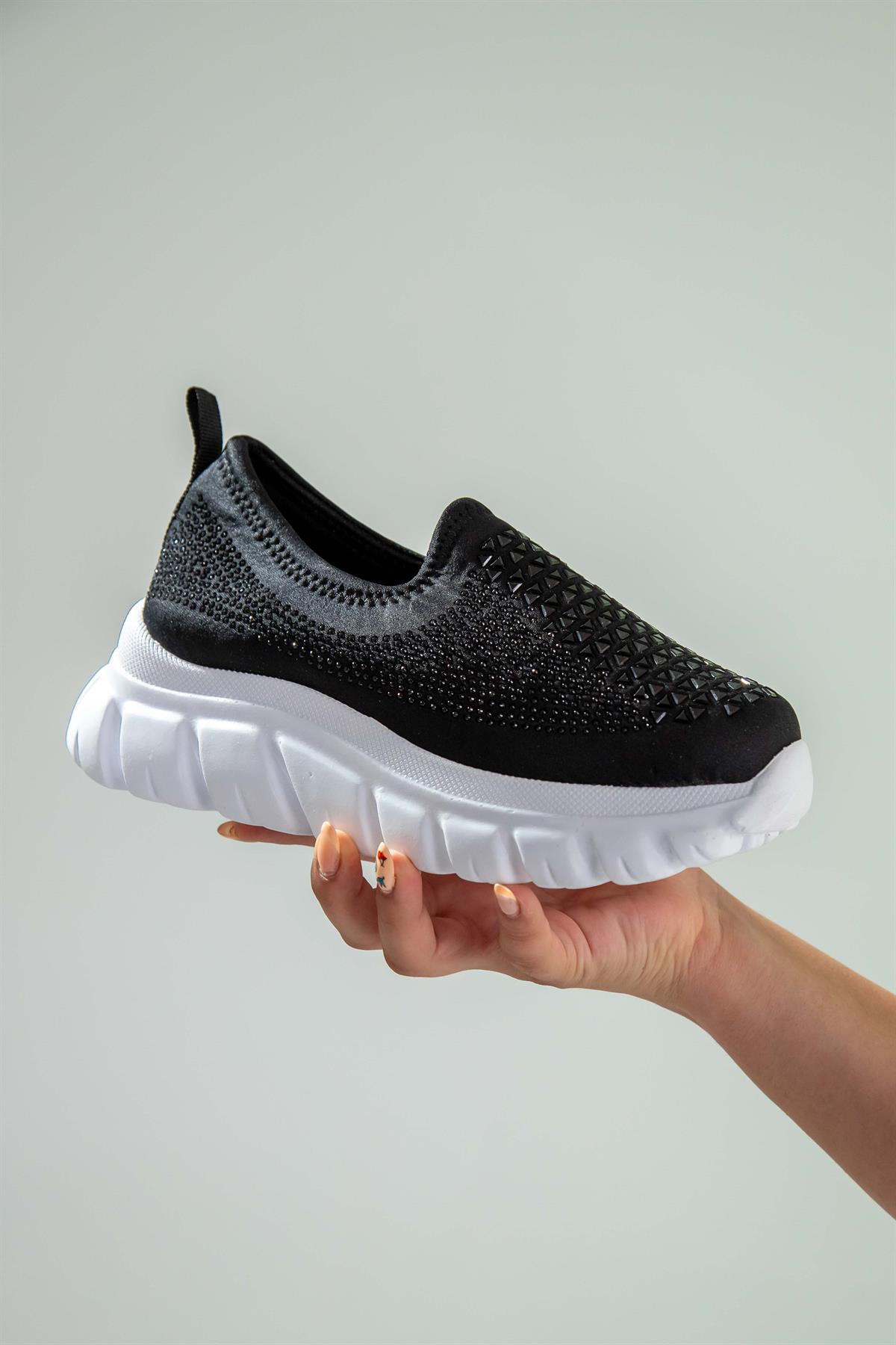 Büyük Beden 24Y-202 Taşlı Yazlık Ayakkabı  Siyah
