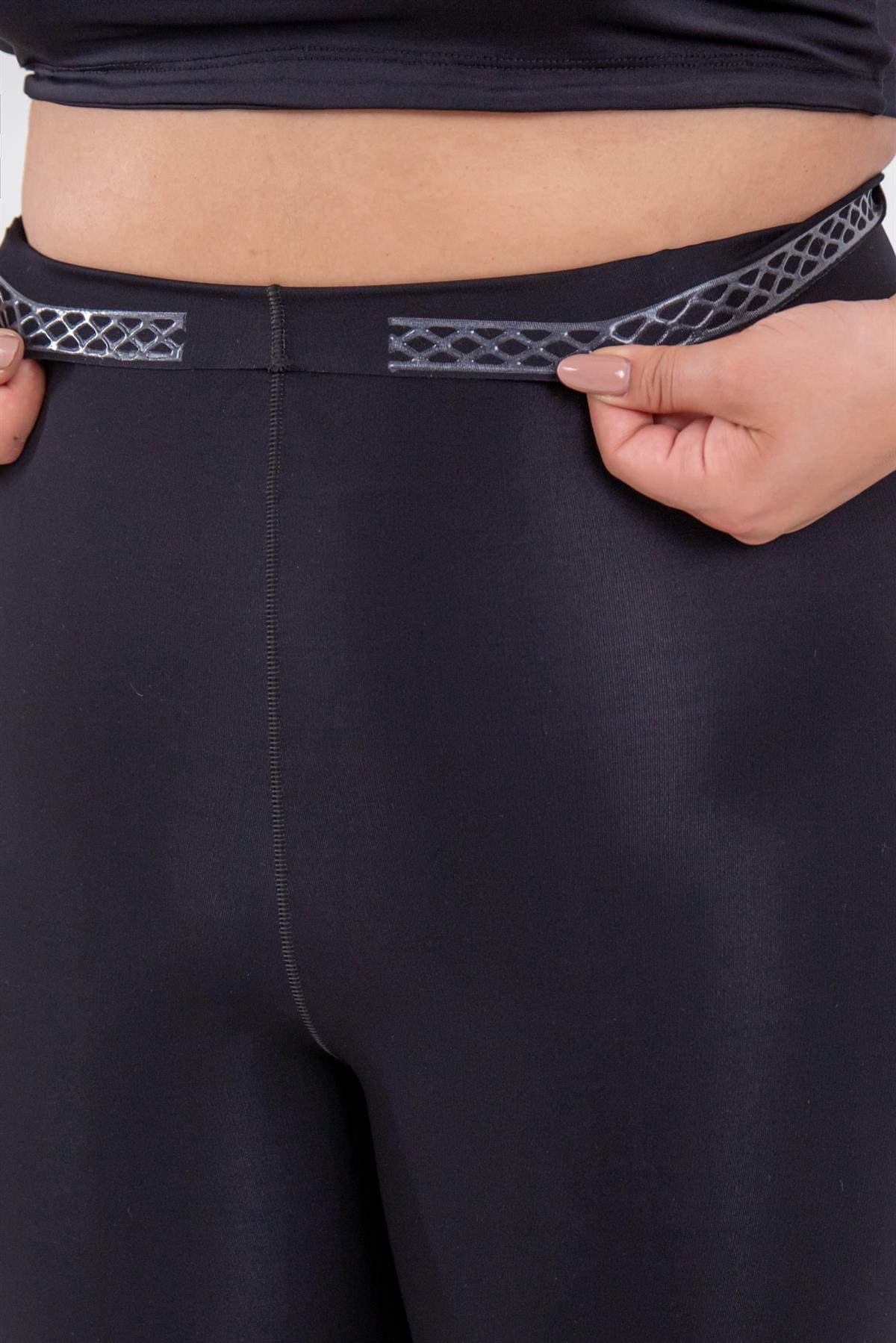 Büyük Beden 3002 Lazer Kesim Yüksek Bel Paçalı Korse  Siyah