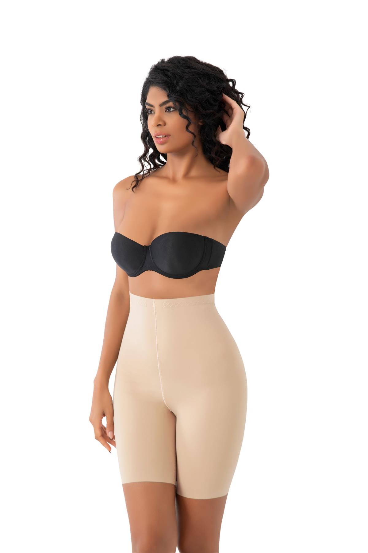 Büyük Beden 3002 Lazer Kesim Yüksek Bel Paçalı Korse  Ten