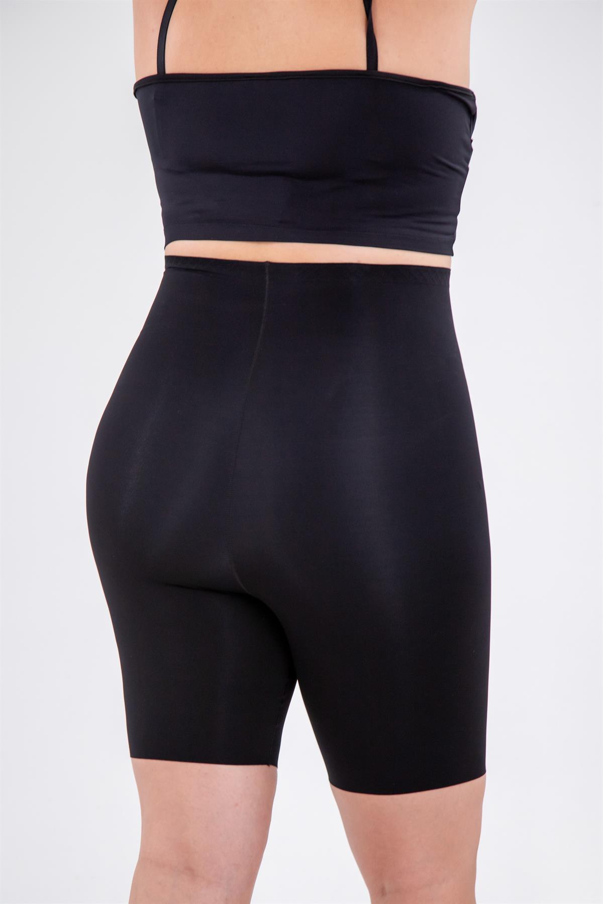 Büyük Beden 3002 Lazer Kesim Yüksek Bel Paçalı Korse  Siyah