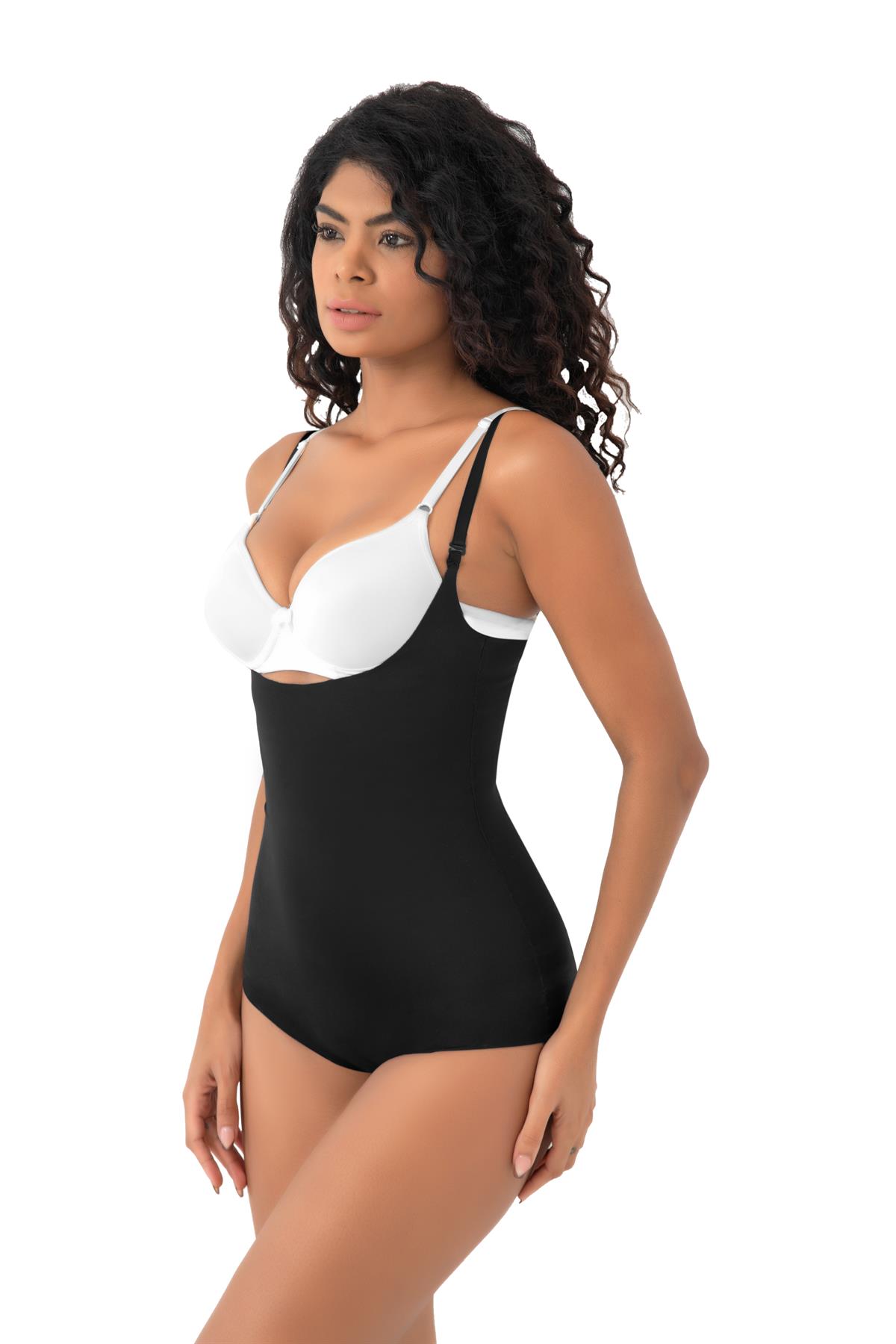 Büyük Beden 3021 Lazer Kesim Gögüs Alt Bady Korse  Siyah