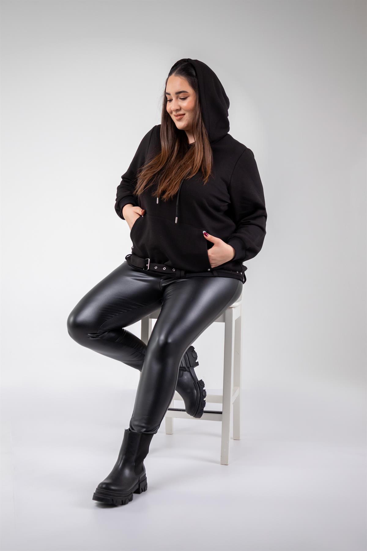 Büyük Beden 3330176 Cep Detaylı Sweat Siyah