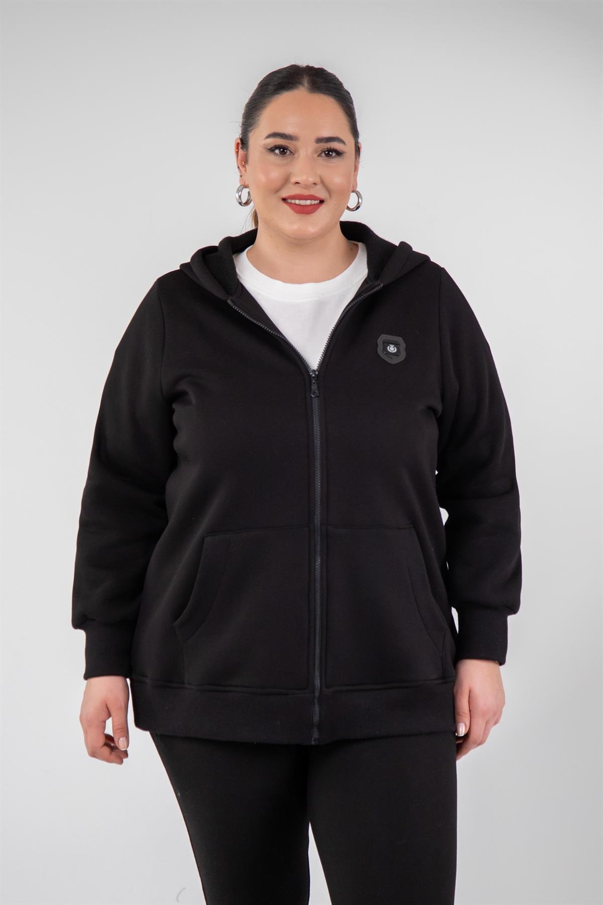 Büyük Beden 3330220 Arma Detaylı Sweat  Siyah