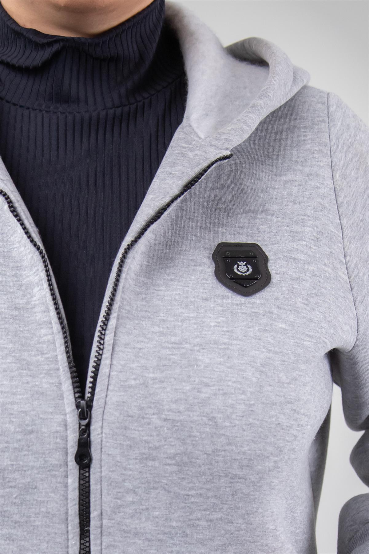 Büyük Beden 3330220 Arma Detaylı Sweat  Gri