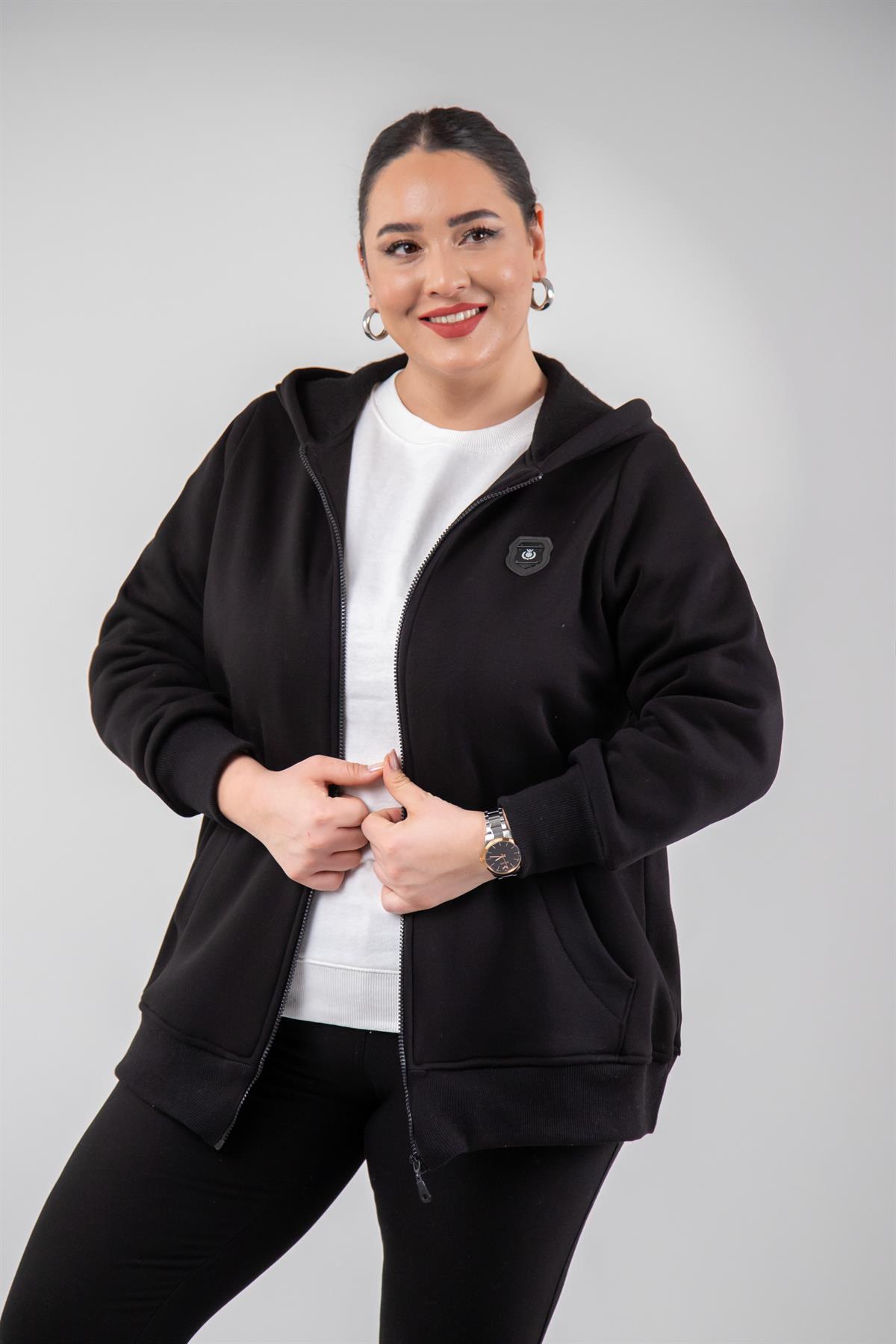 Büyük Beden 3330220 Arma Detaylı Sweat  Siyah