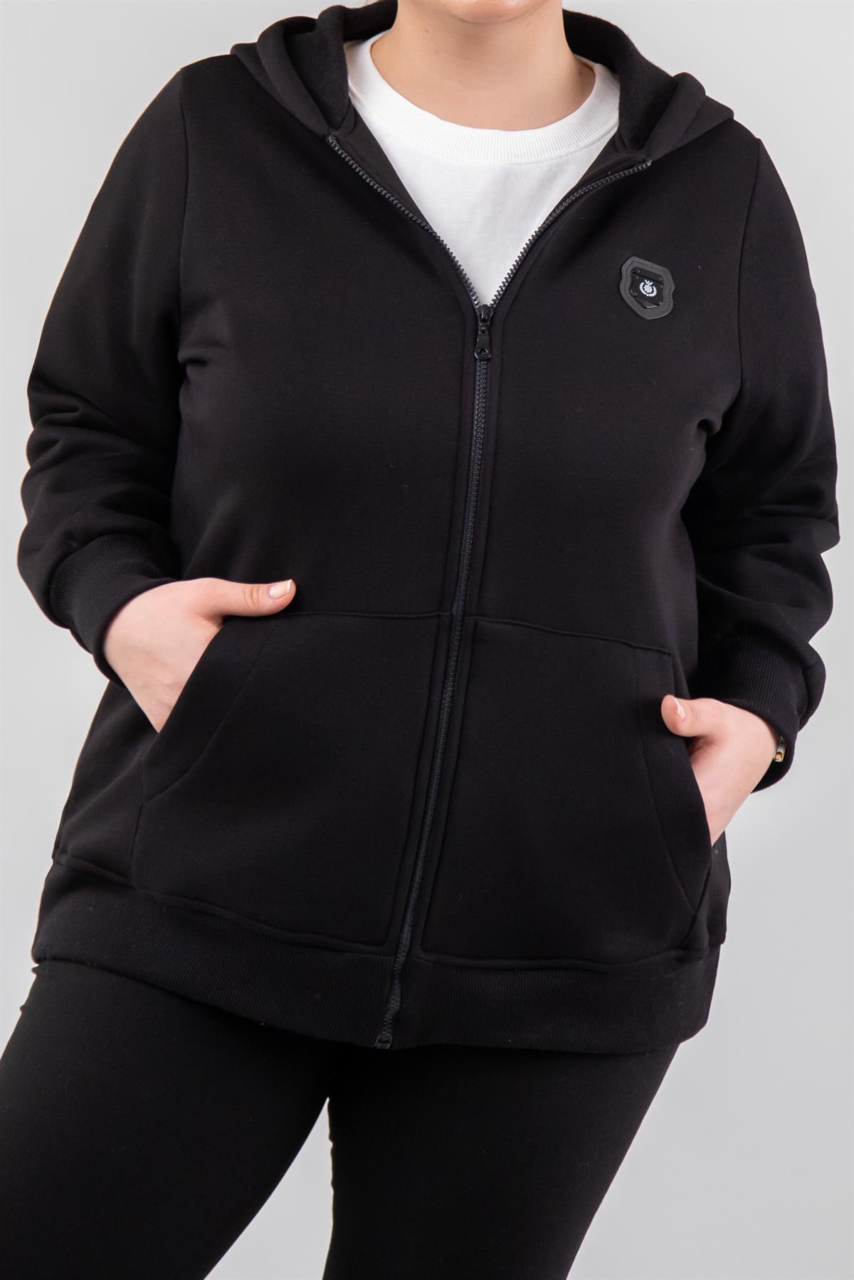 Büyük Beden 3330220 Arma Detaylı Sweat  Siyah