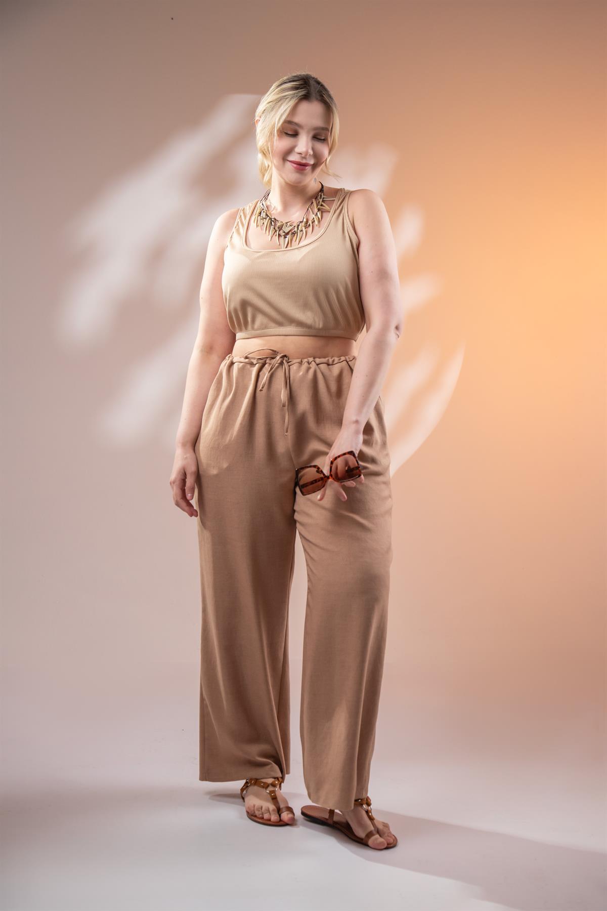 Büyük Beden 3330382 Pantolon  Camel