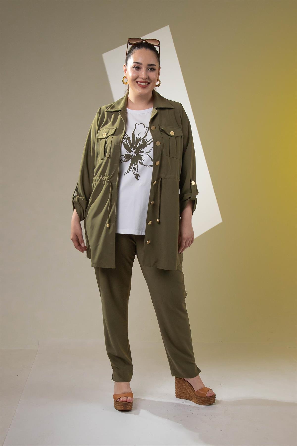 Büyük Beden 3330398 3lü Takım Haki