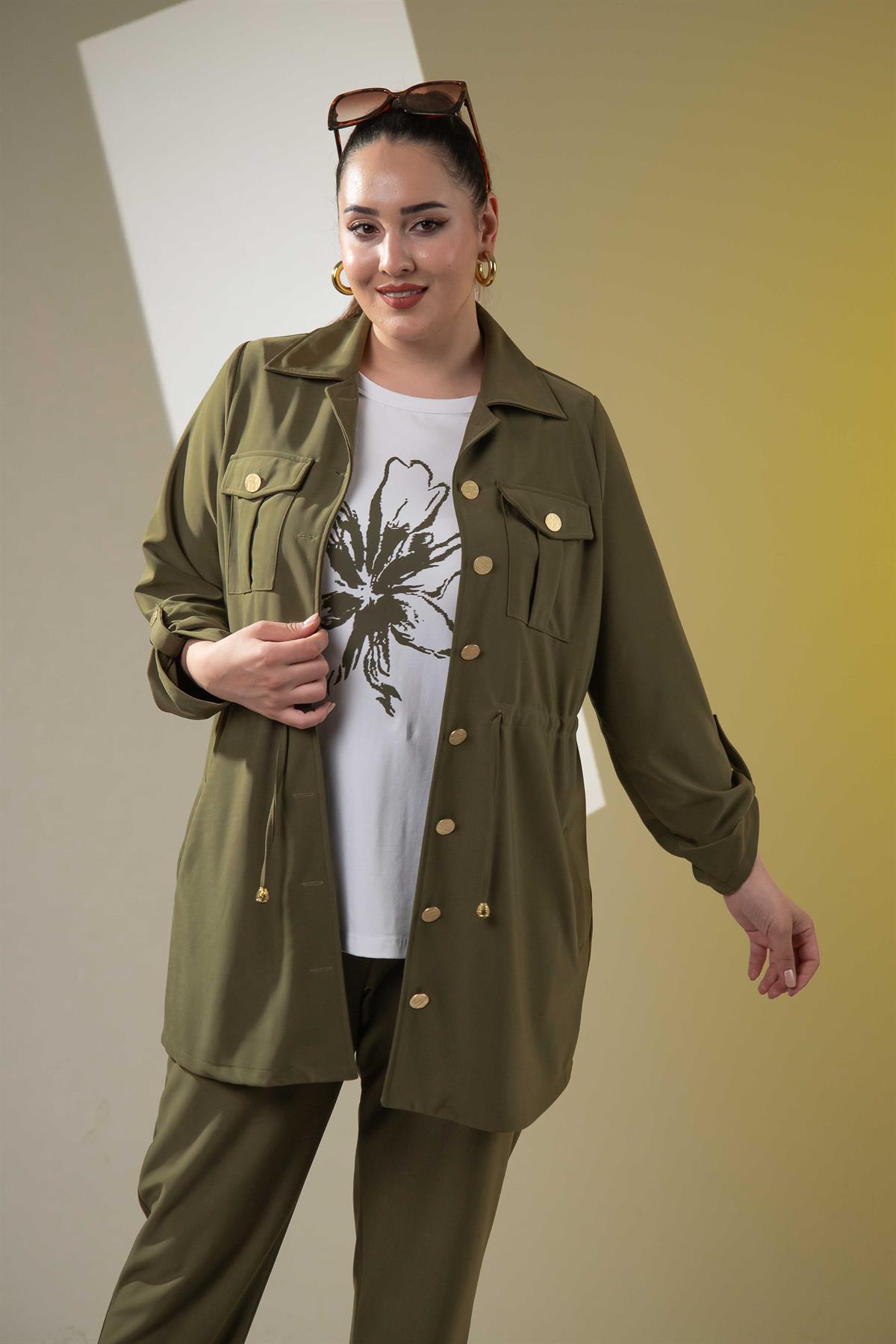 Büyük Beden 3330398 3lü Takım Haki