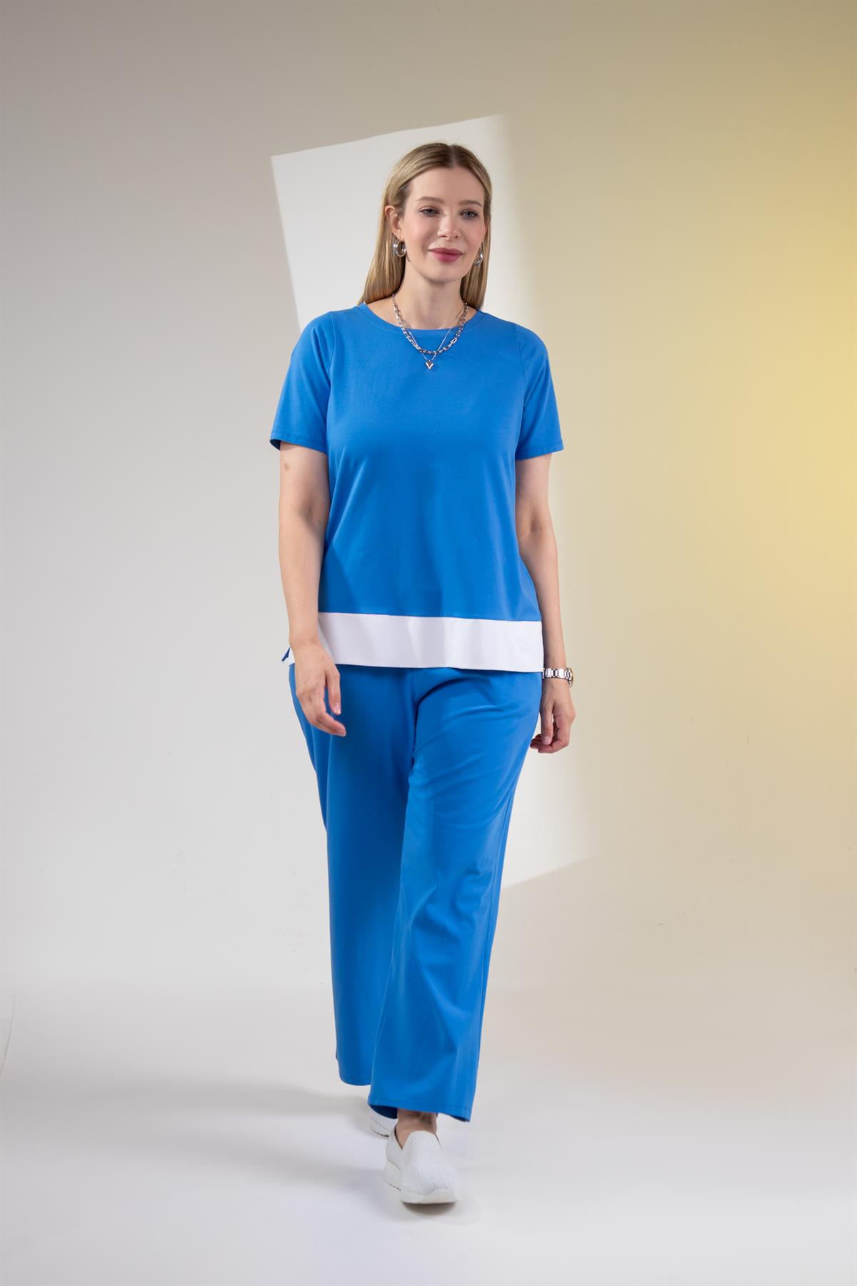 Büyük Beden 3330588 Garnili 2li Takım Mavi