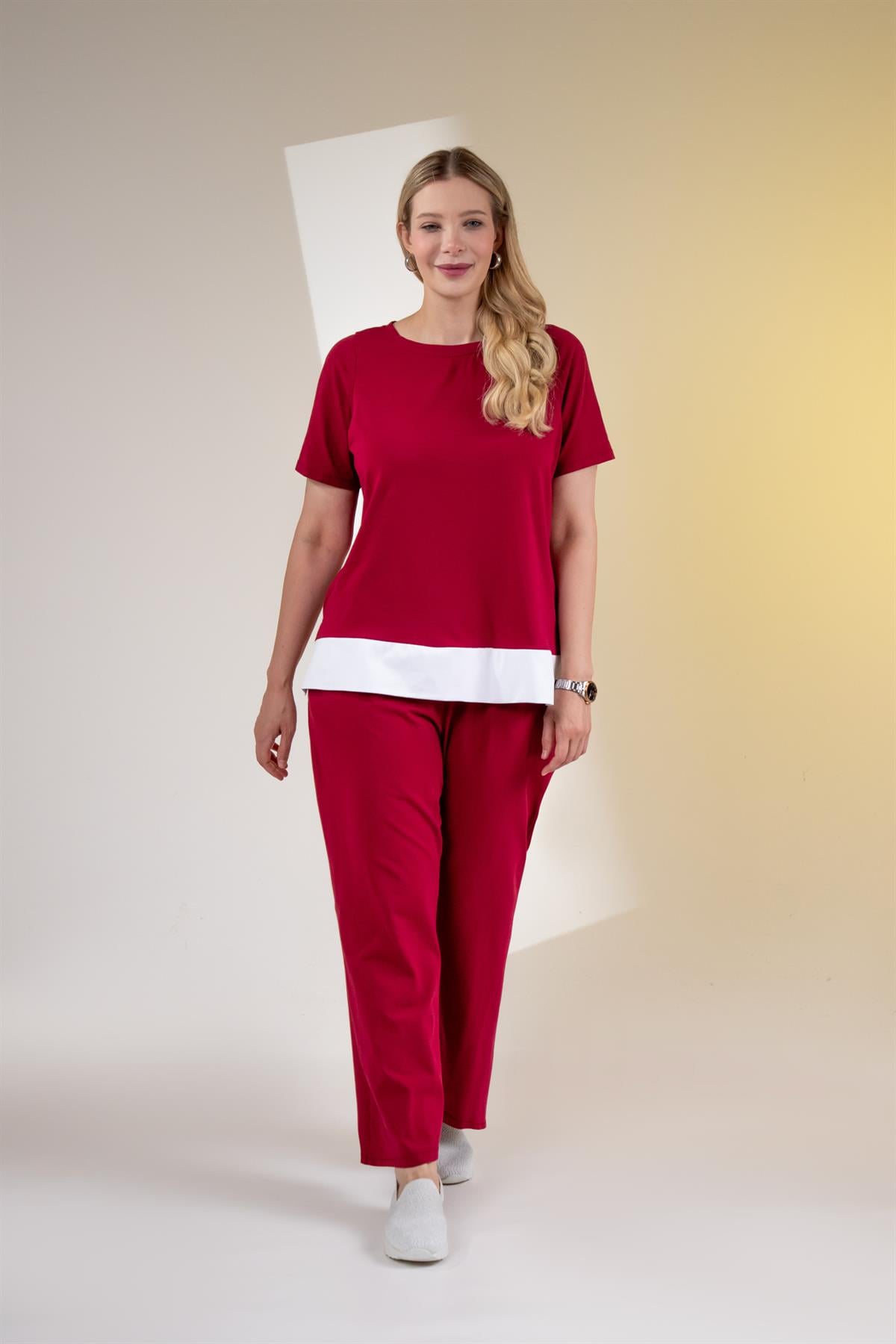 Büyük Beden 3330588 Garnili 2li Takım Bordo