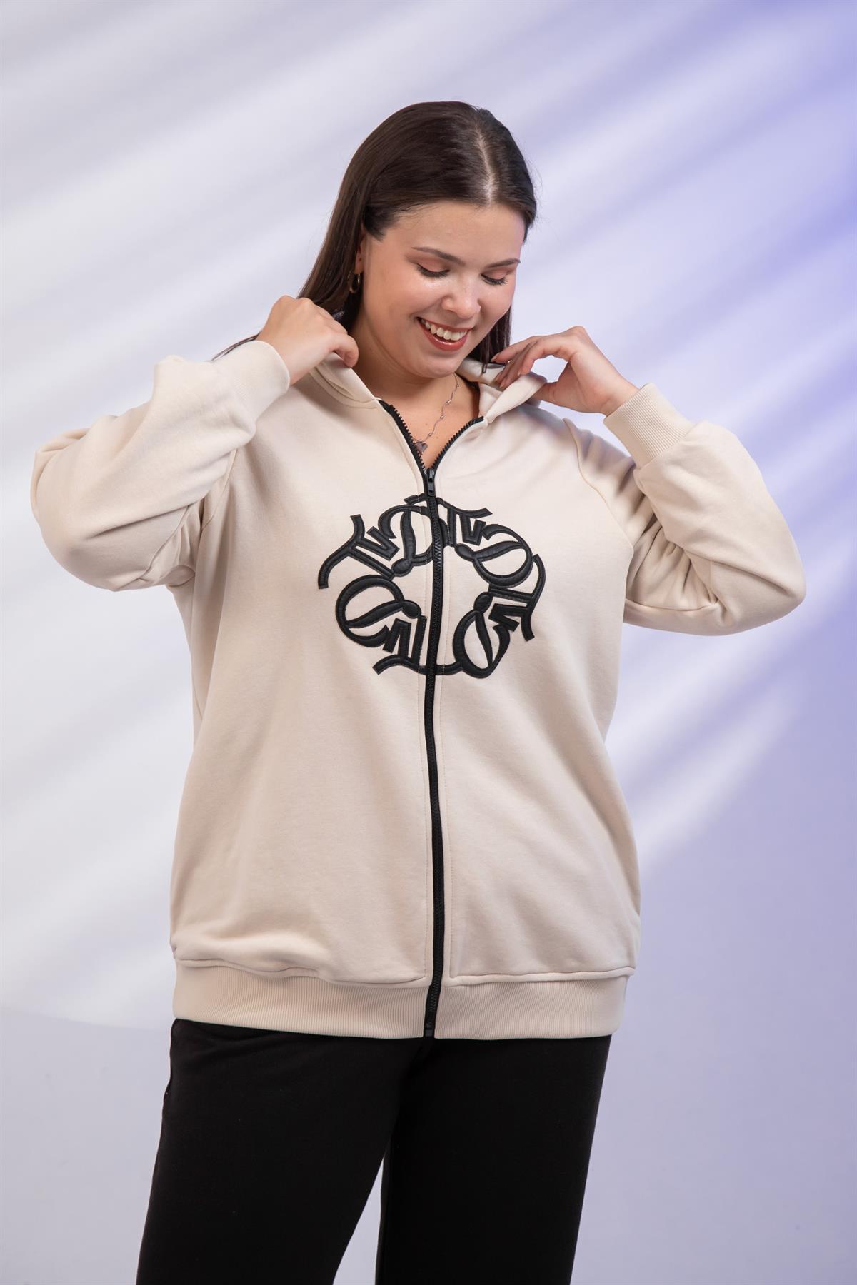 Büyük Beden 3330664 Tvd Detaylı 2li Takım Bej