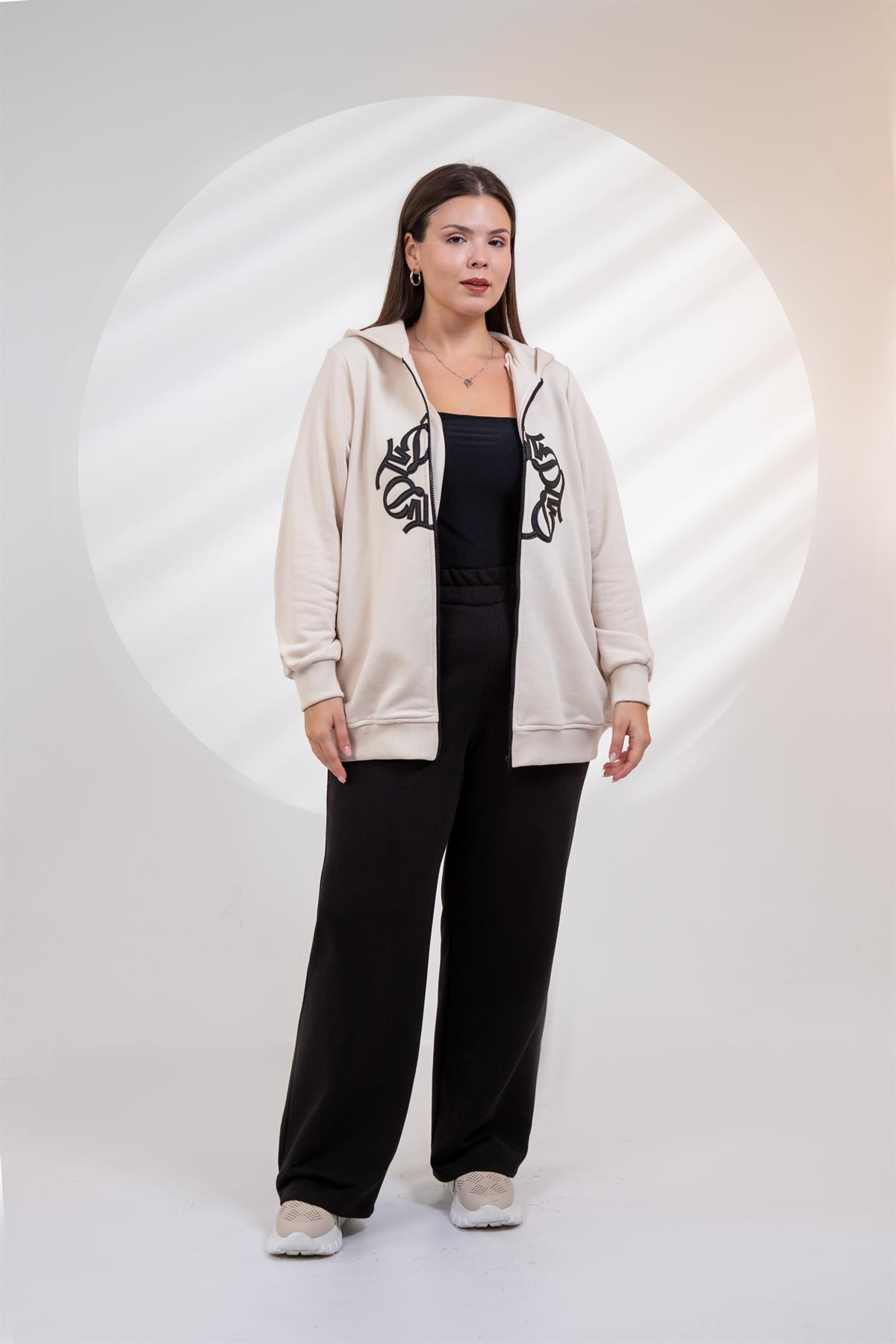 Büyük Beden 3330664 Tvd Detaylı 2li Takım Bej