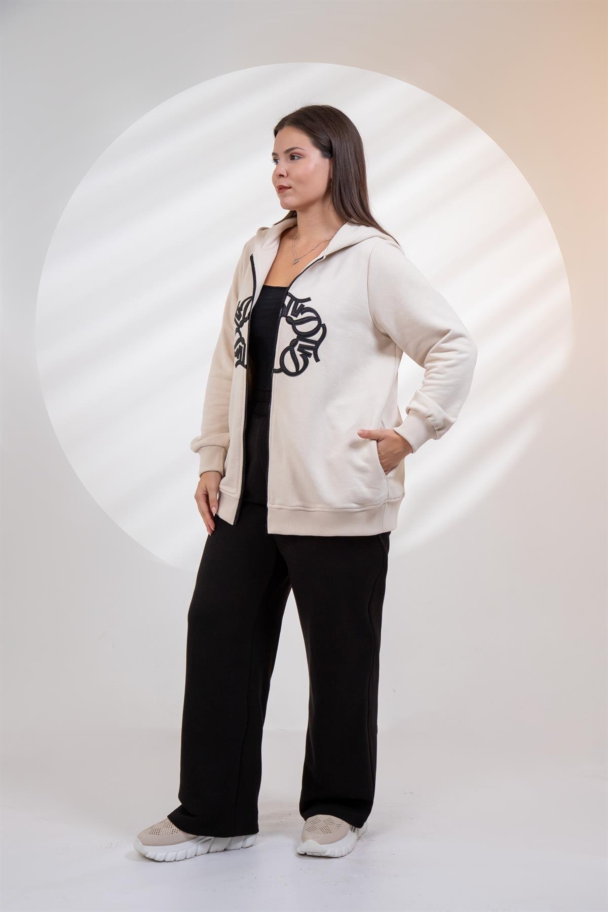 Büyük Beden 3330664 Tvd Detaylı 2li Takım Bej