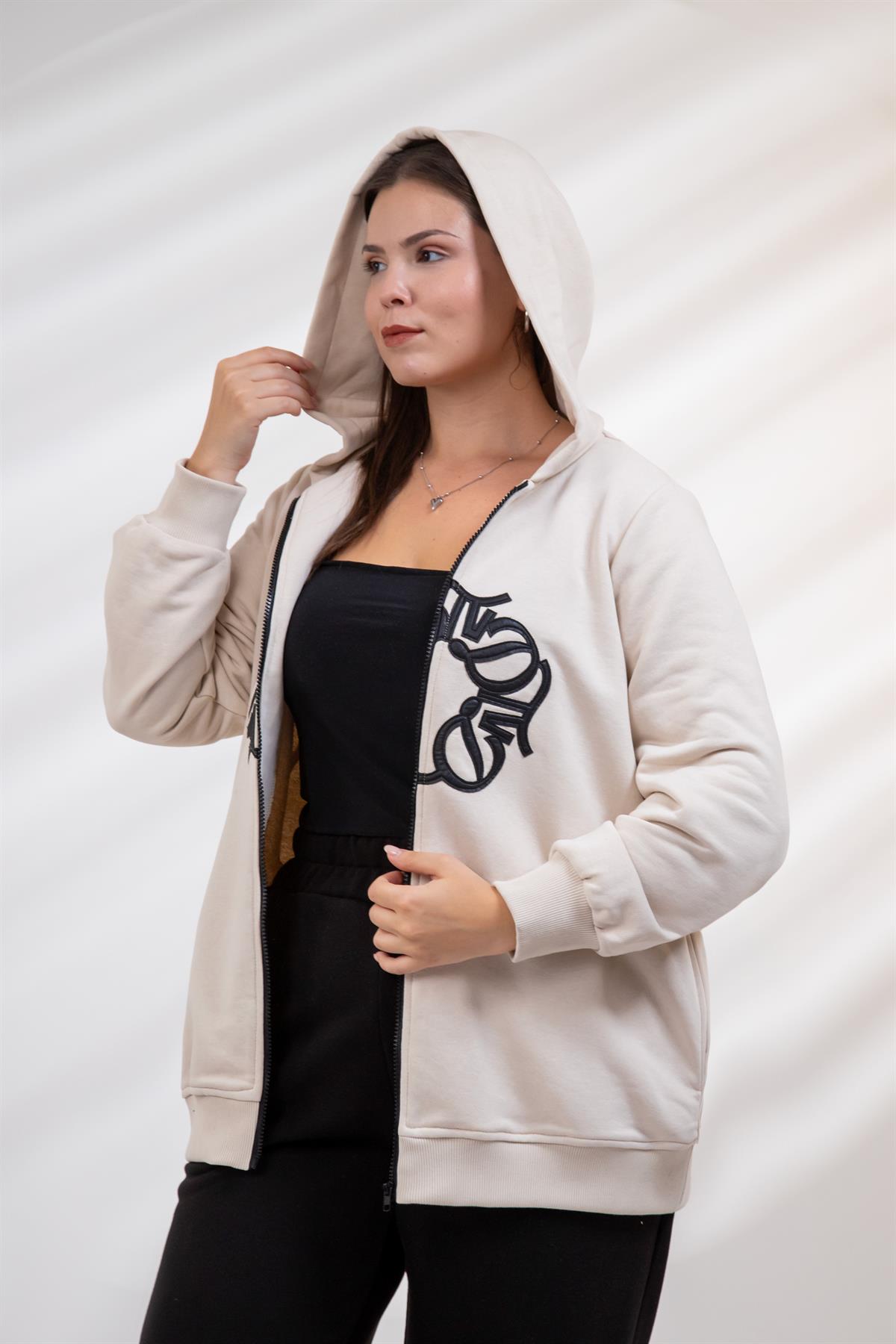 Büyük Beden 3330664 Tvd Detaylı 2li Takım Bej