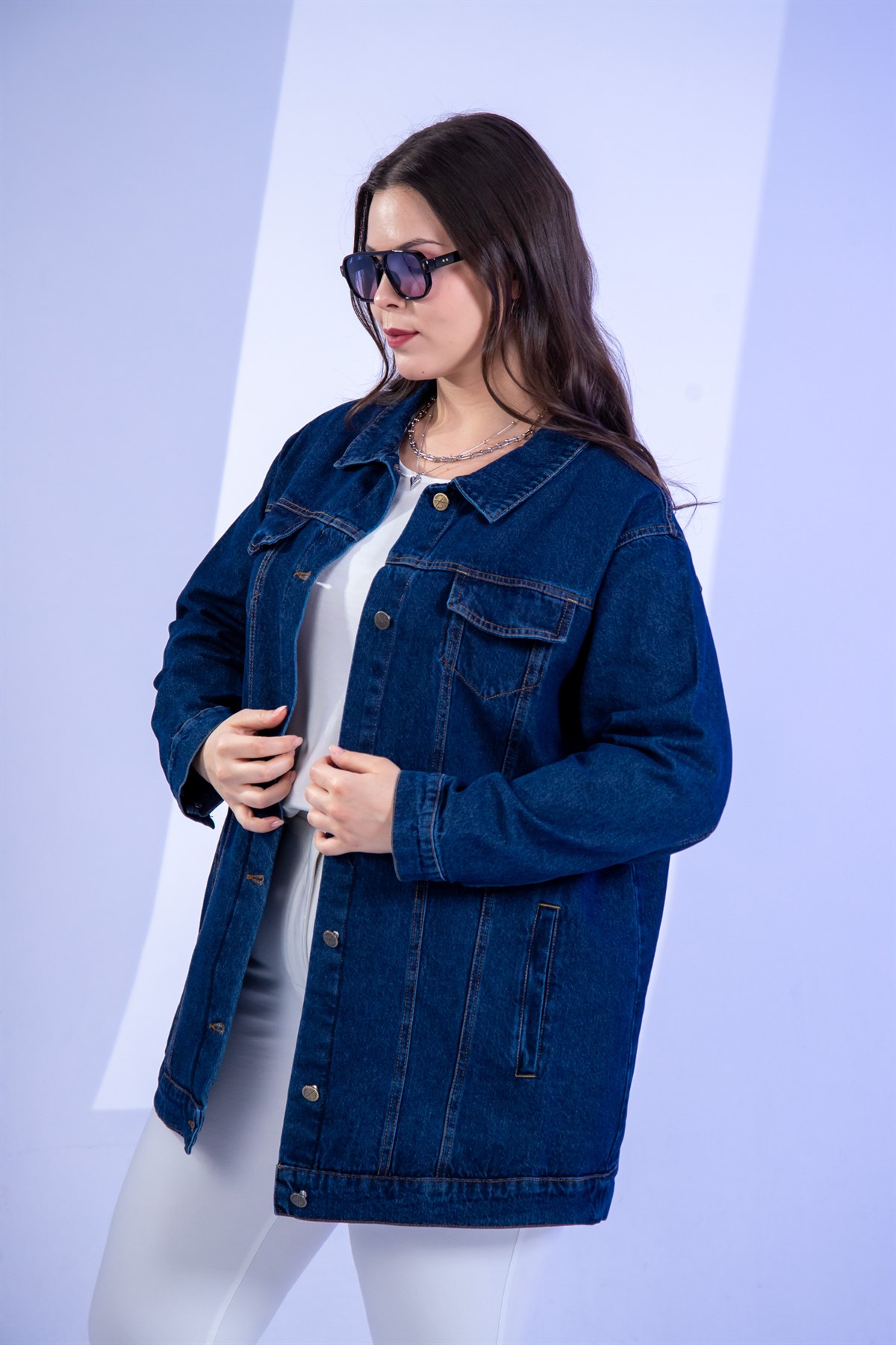 Büyük Beden 3330710 Denim Ceket  Lacivert