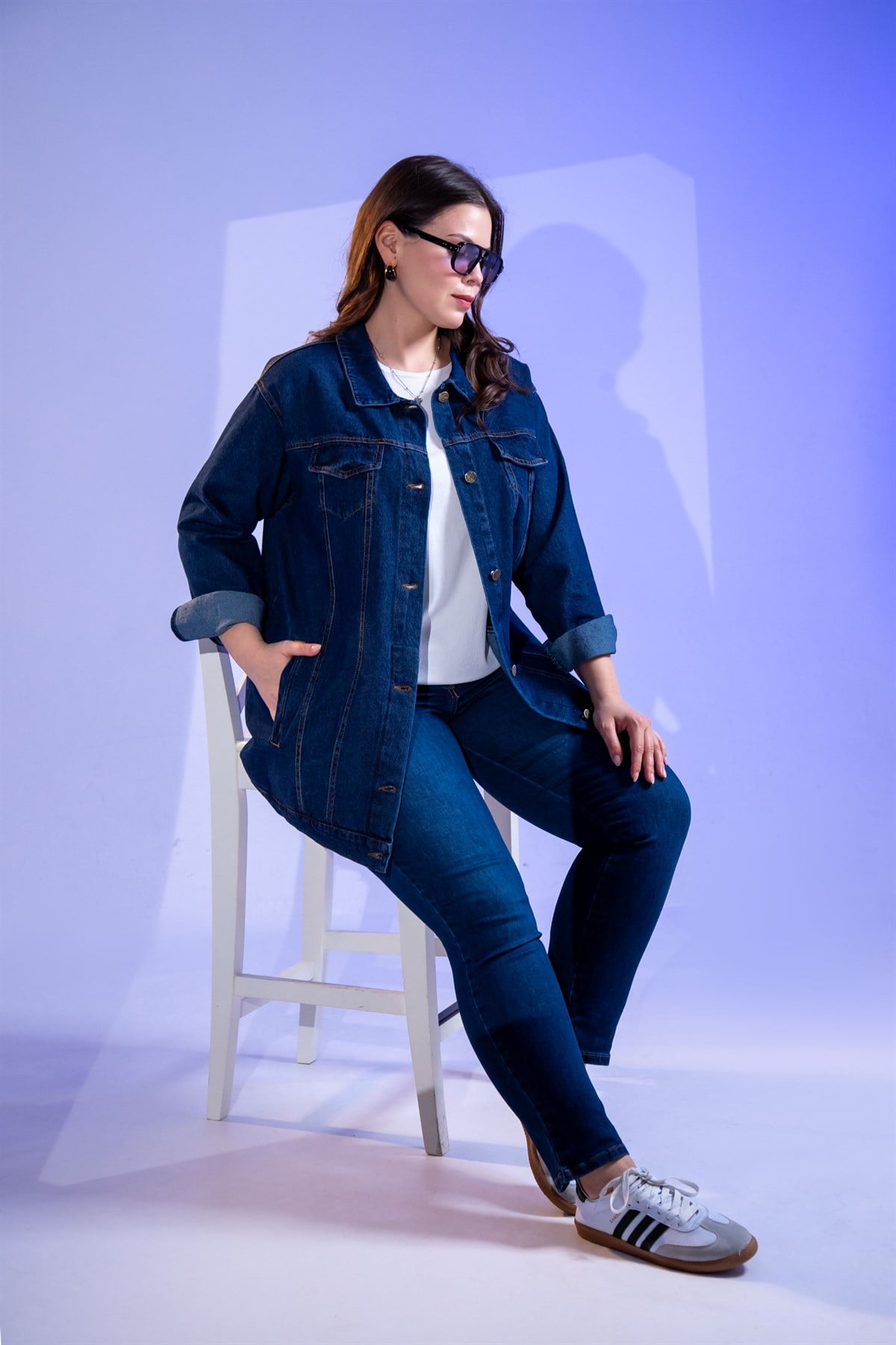 Büyük Beden 3330710 Denim Ceket  Lacivert